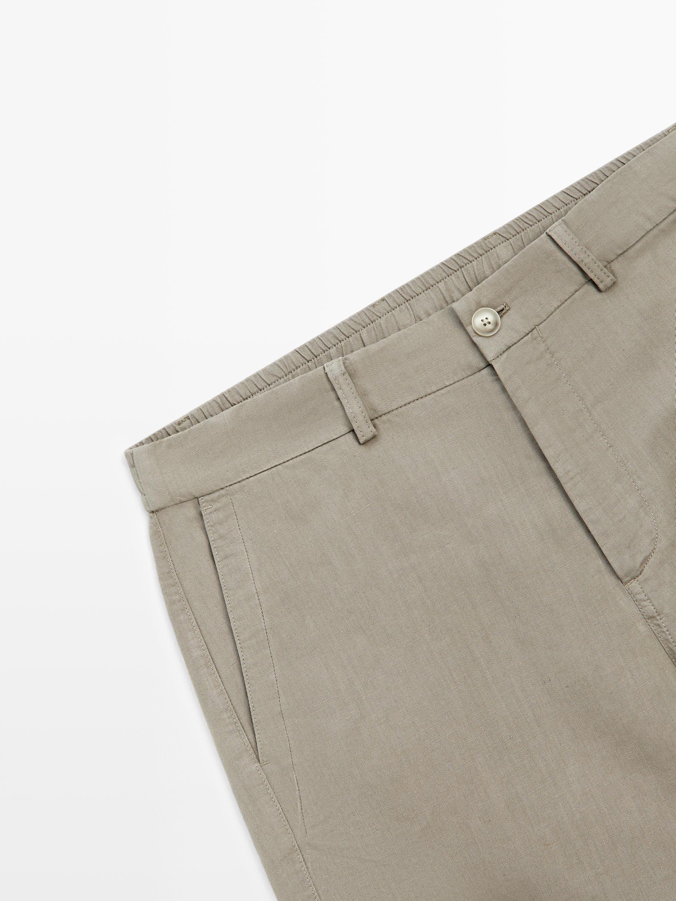 Linen blend Bermuda shorts — PALE KHAKI