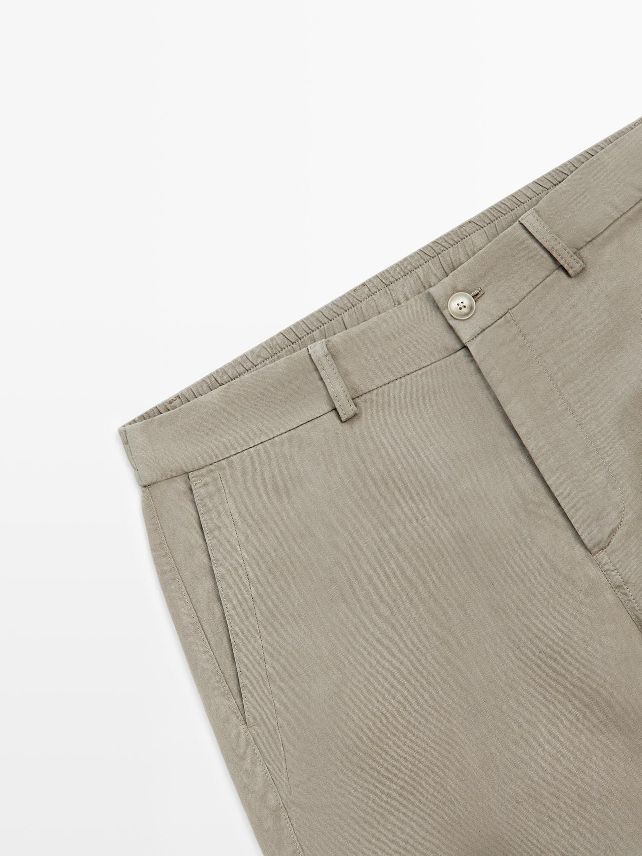 Linen blend Bermuda shorts — PALE KHAKI