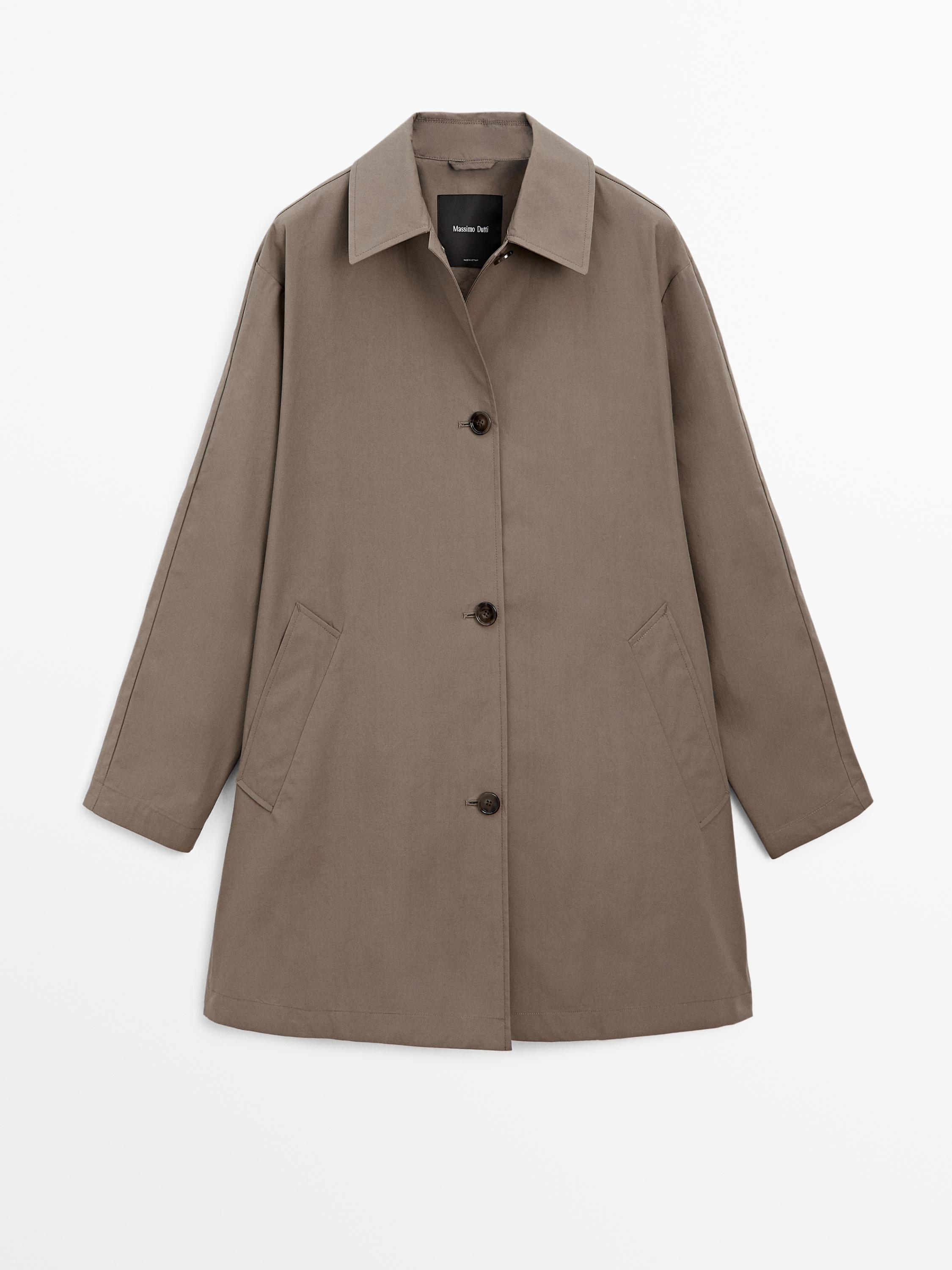 Trench coat with detachable scarf detail
