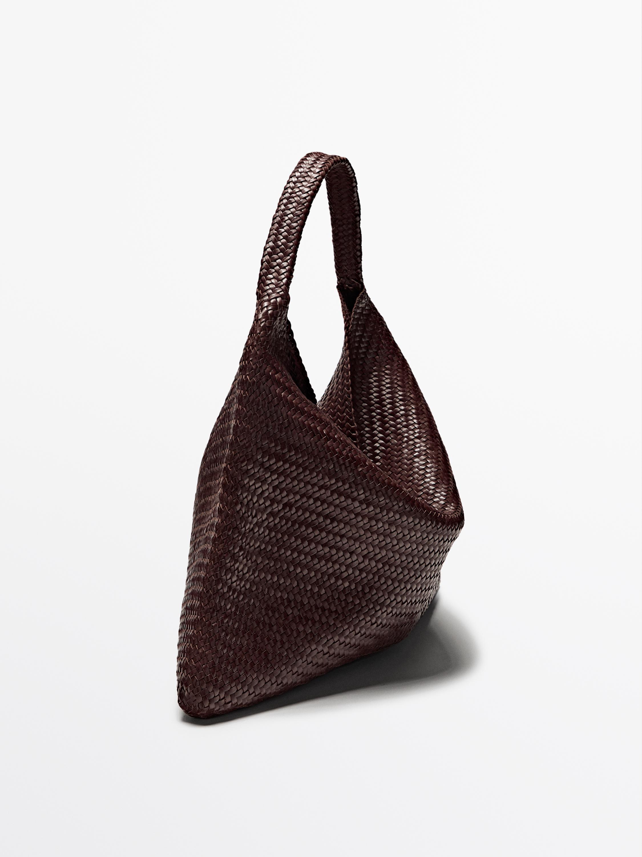 Nappa leather woven maxi tote bag