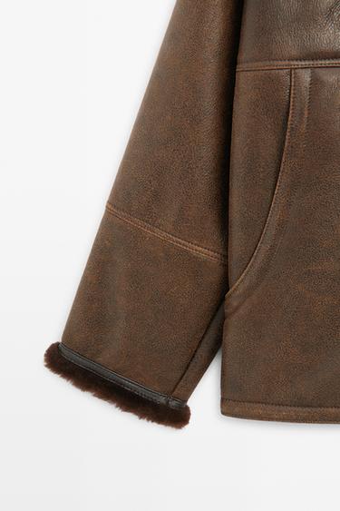 Double-faced leather coat with fur — BROWN 7
