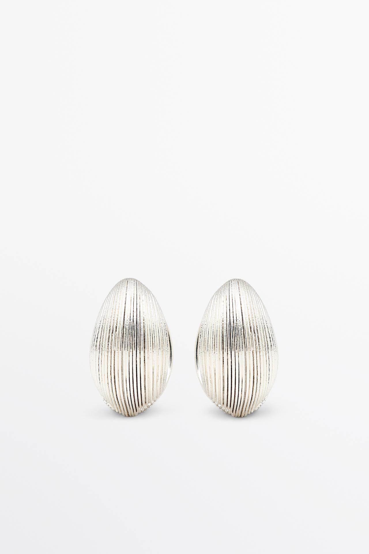 Pinstripe hoop earrings — SILVER