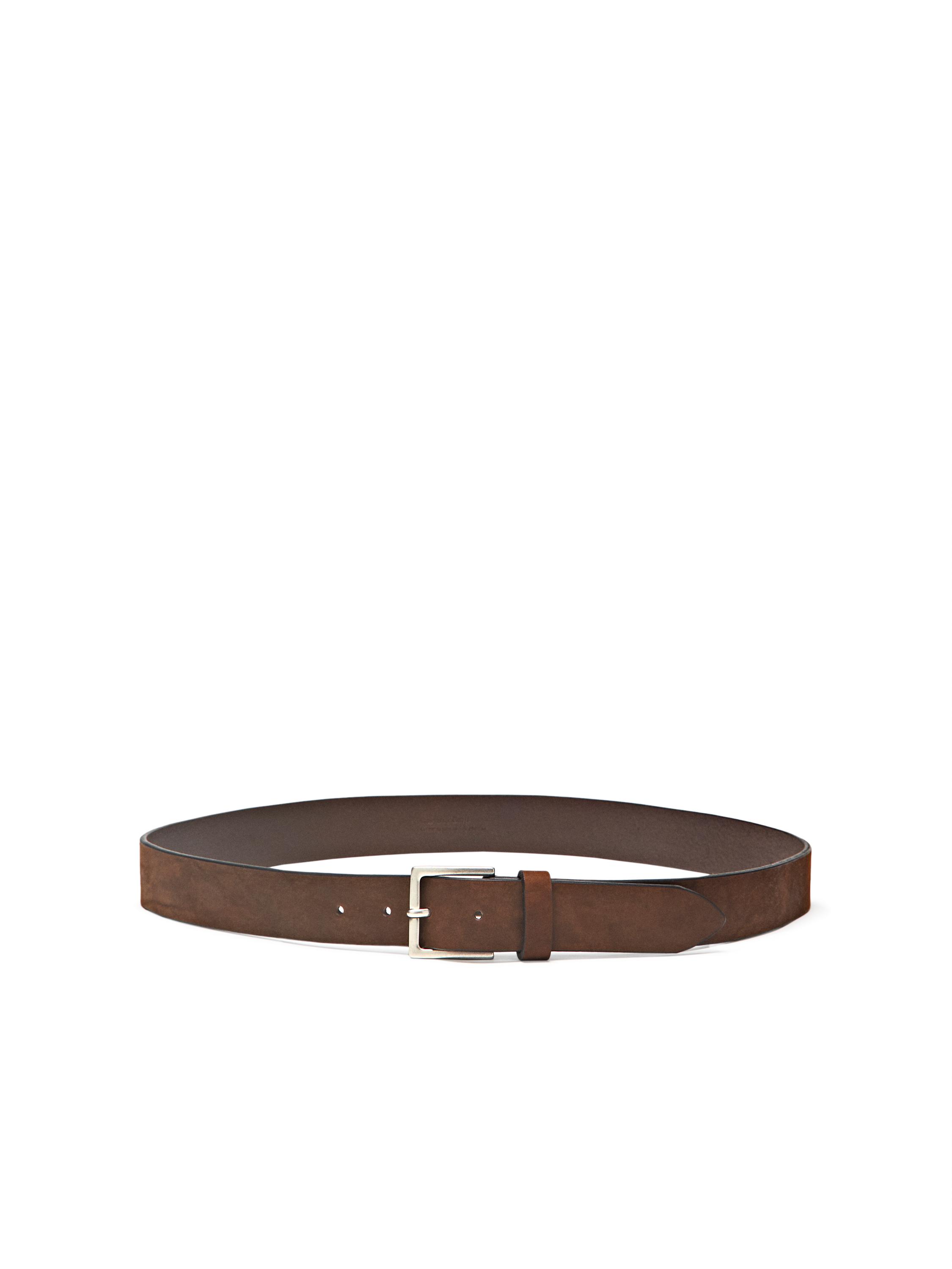 Leather belt with square buckle — BROWN