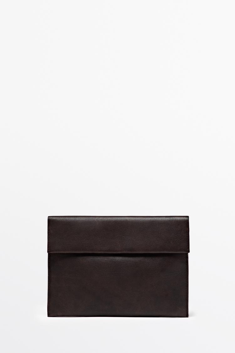 Nappa leather iPad case — BROWN