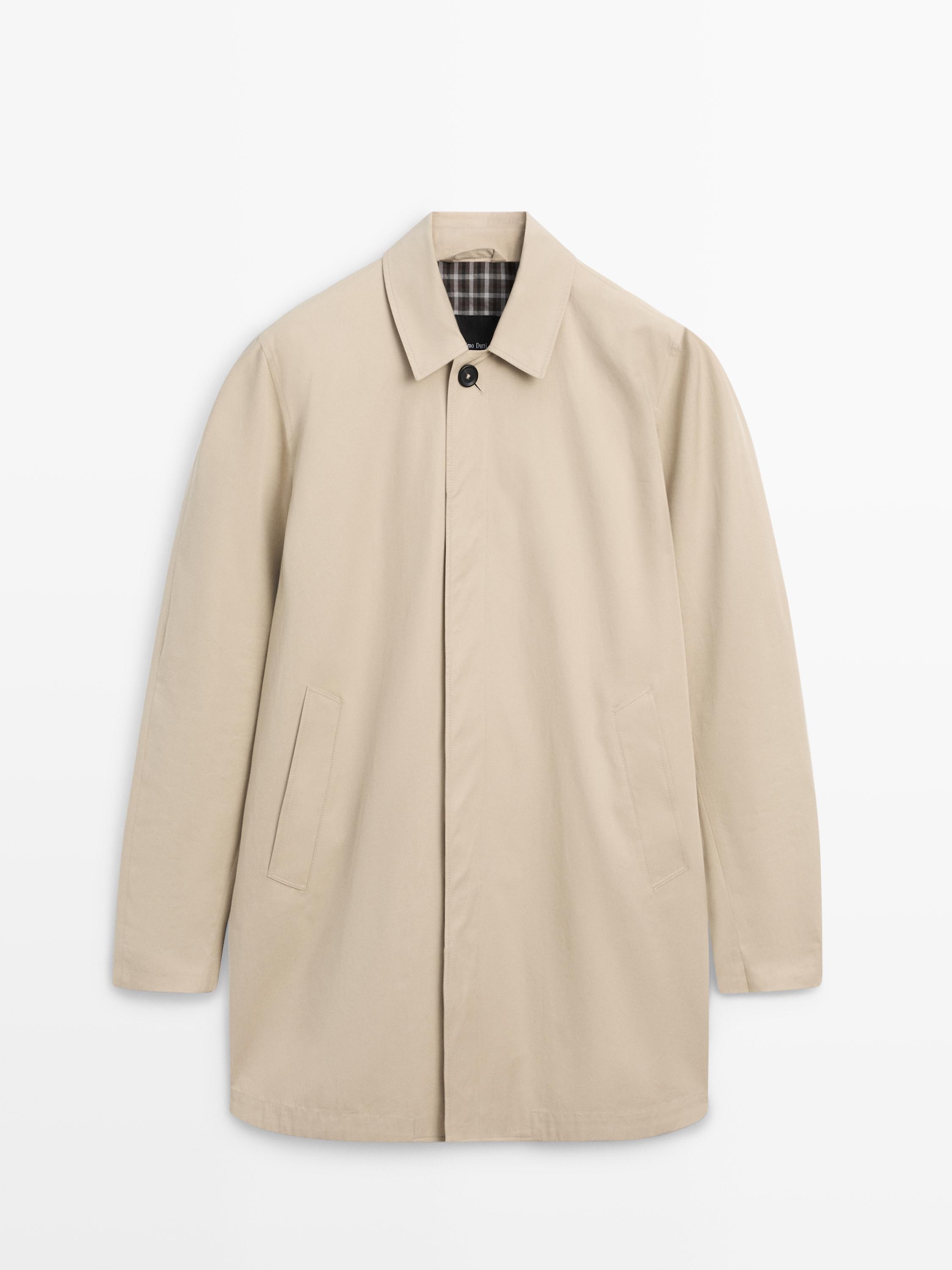 Gabardina detalle interior cuadros algodón