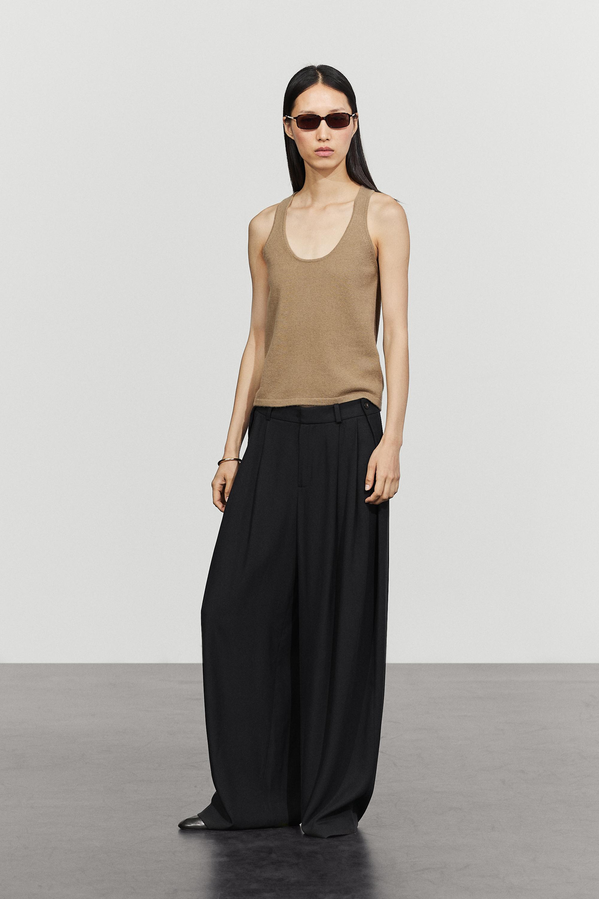 Wool blend knit round neck top — GREENISH