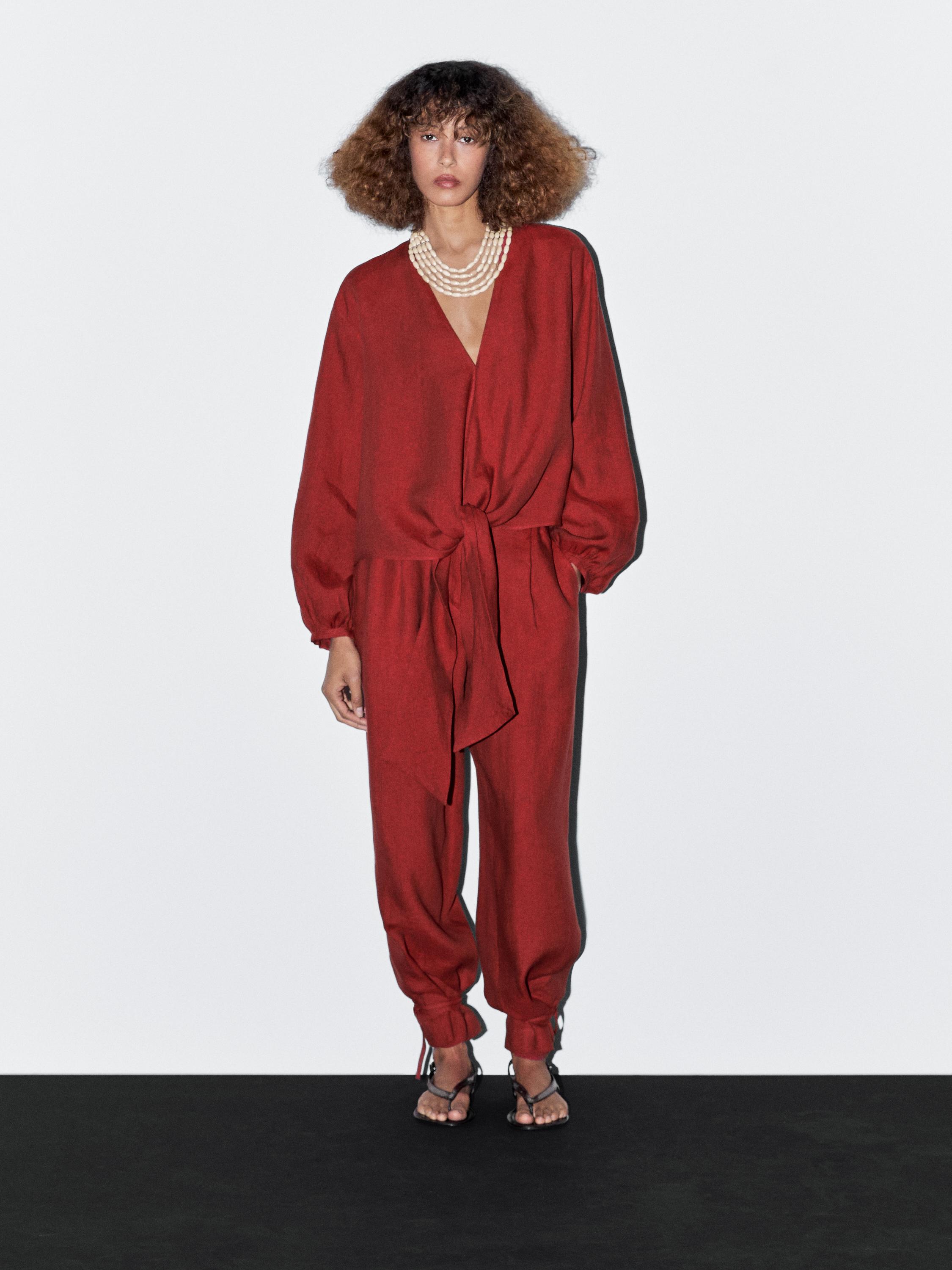 Blůza ze 100% lnu s detailem vázačky