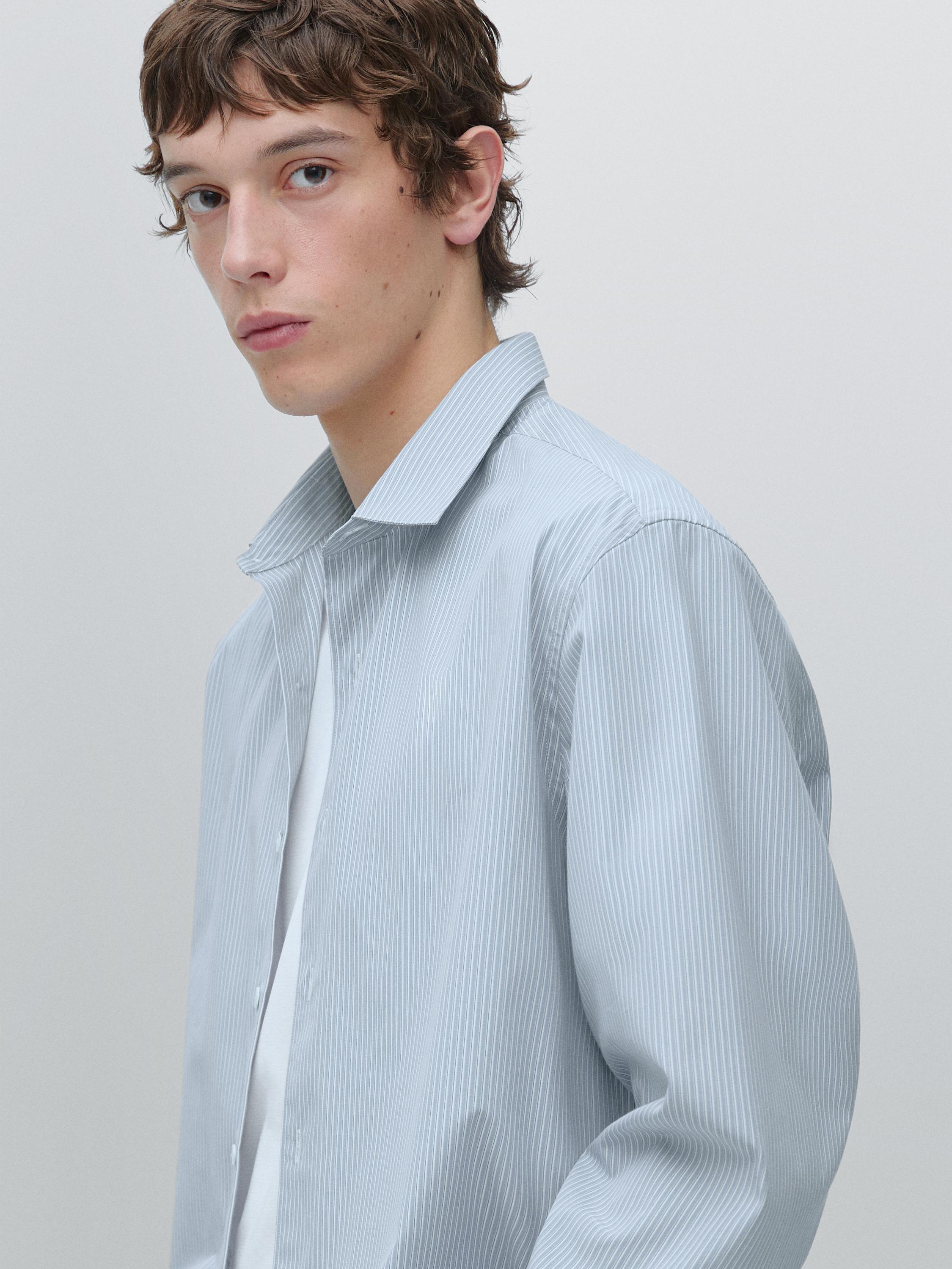 100% cotton poplin regular fit shirt — SKY BLUE