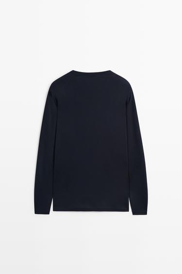100% cotton long sleeve henley T-shirt — NAVY BLUE 6