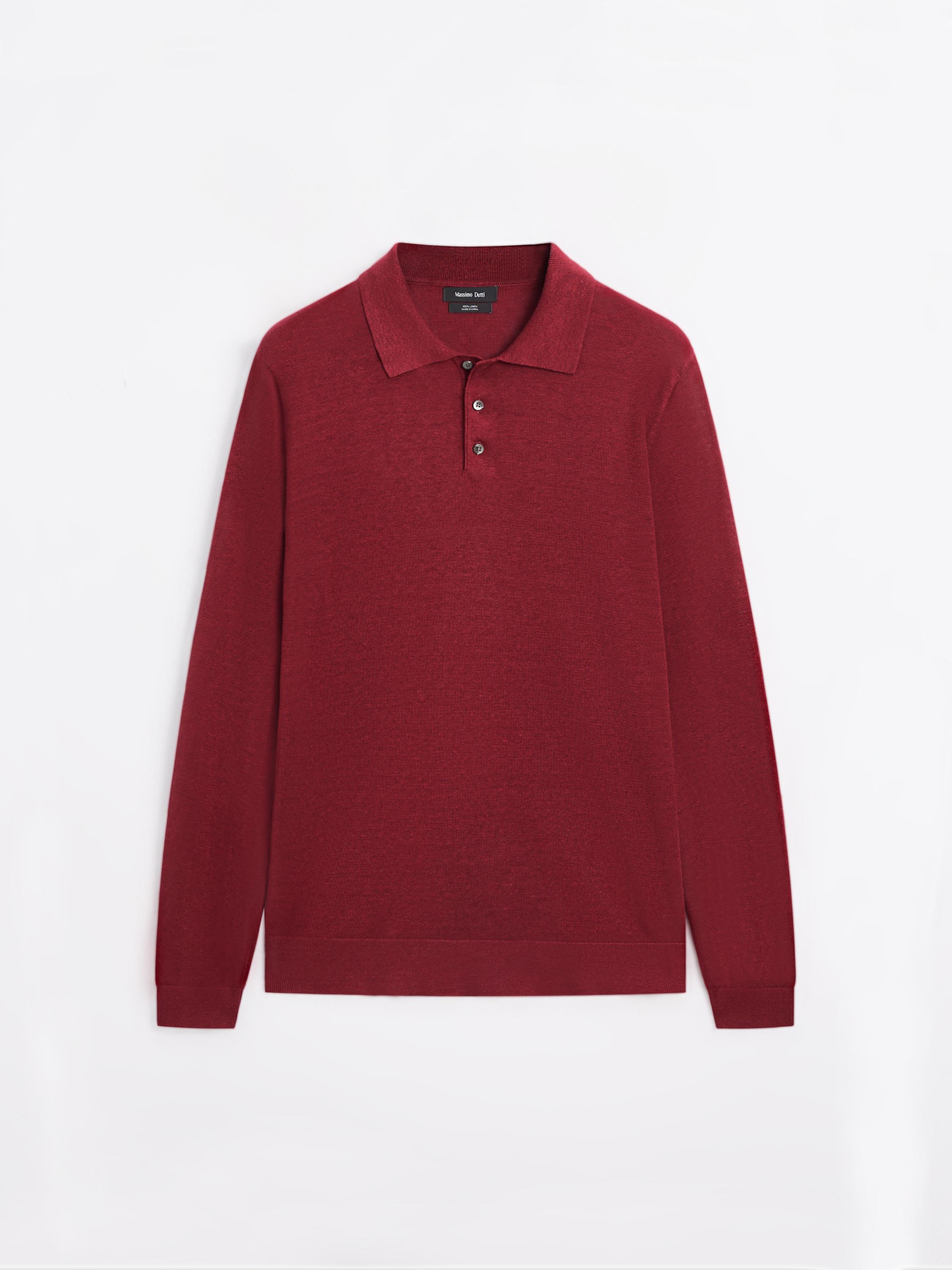 Maglia con collo a polo in lino