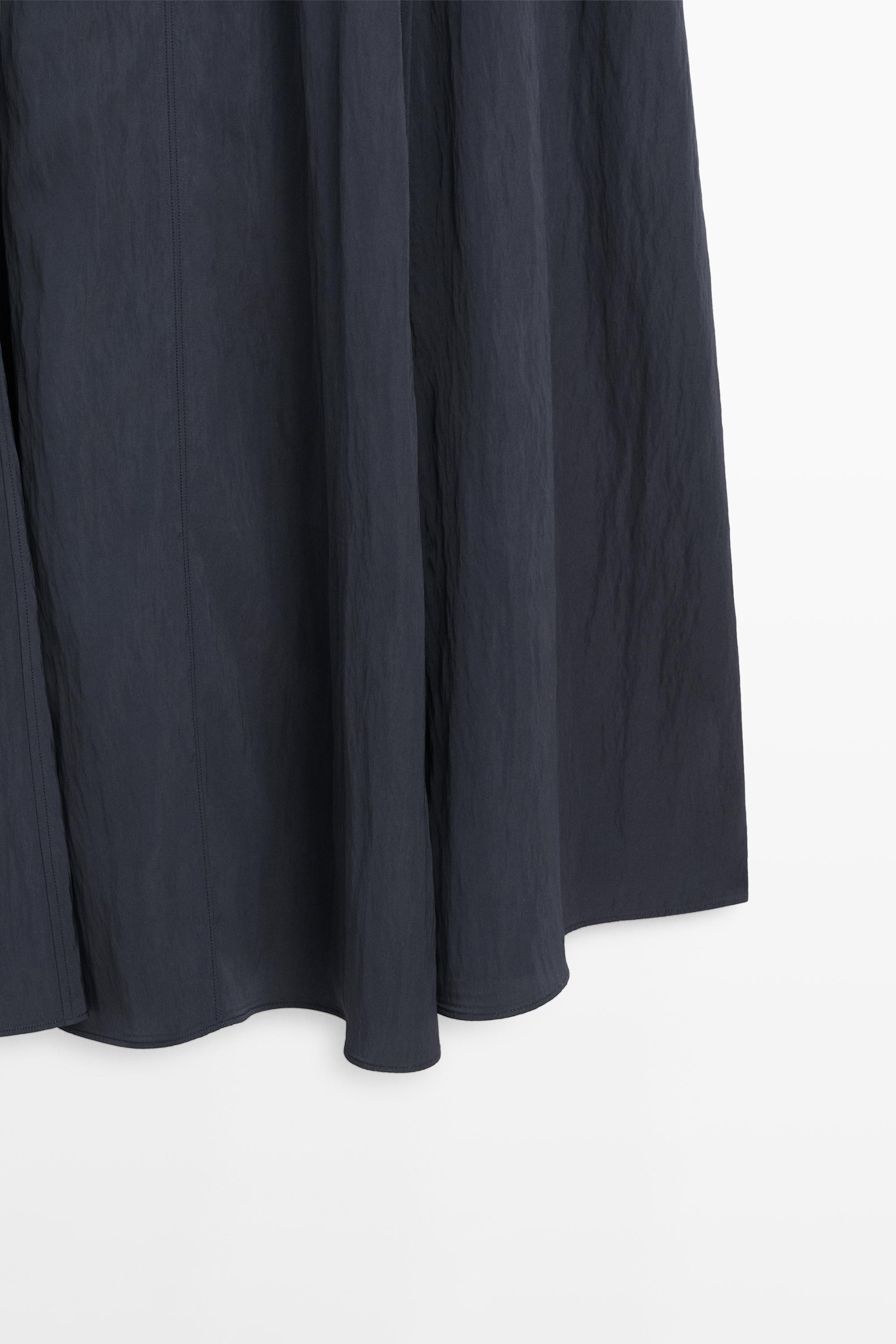 Flowing midi dress with buckles — GREY BLUE