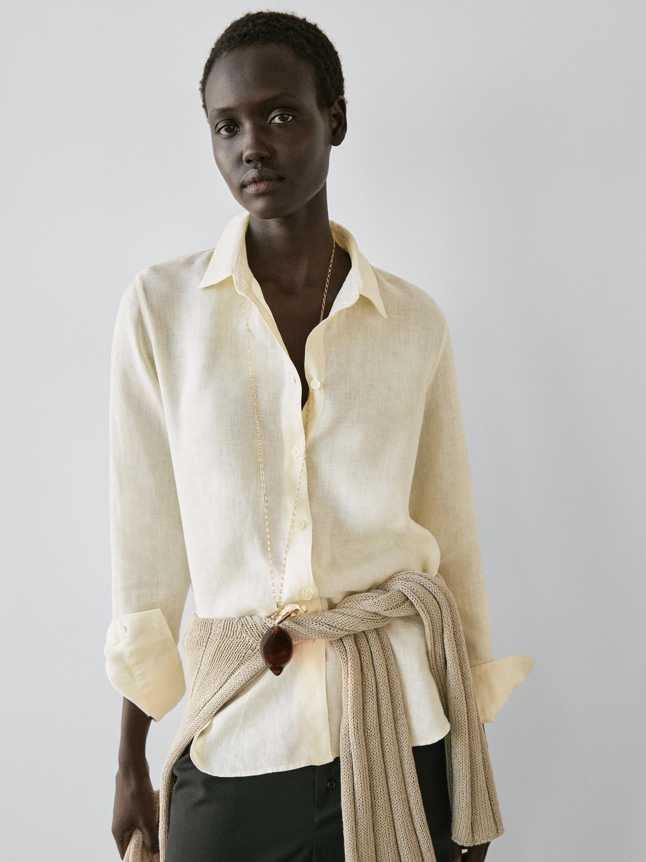 Flowing 100% linen shirt — YELLOW