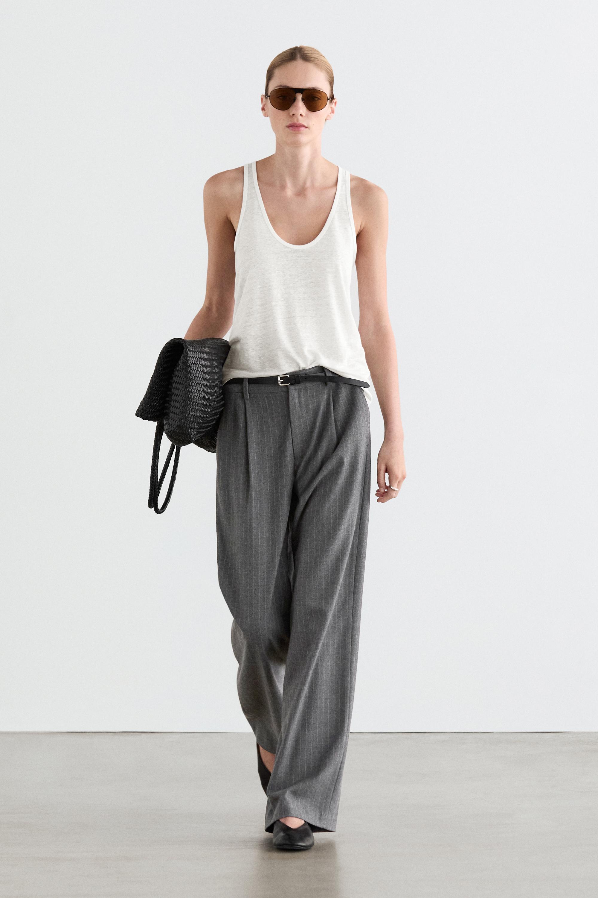 Pinstripe wide-leg trousers