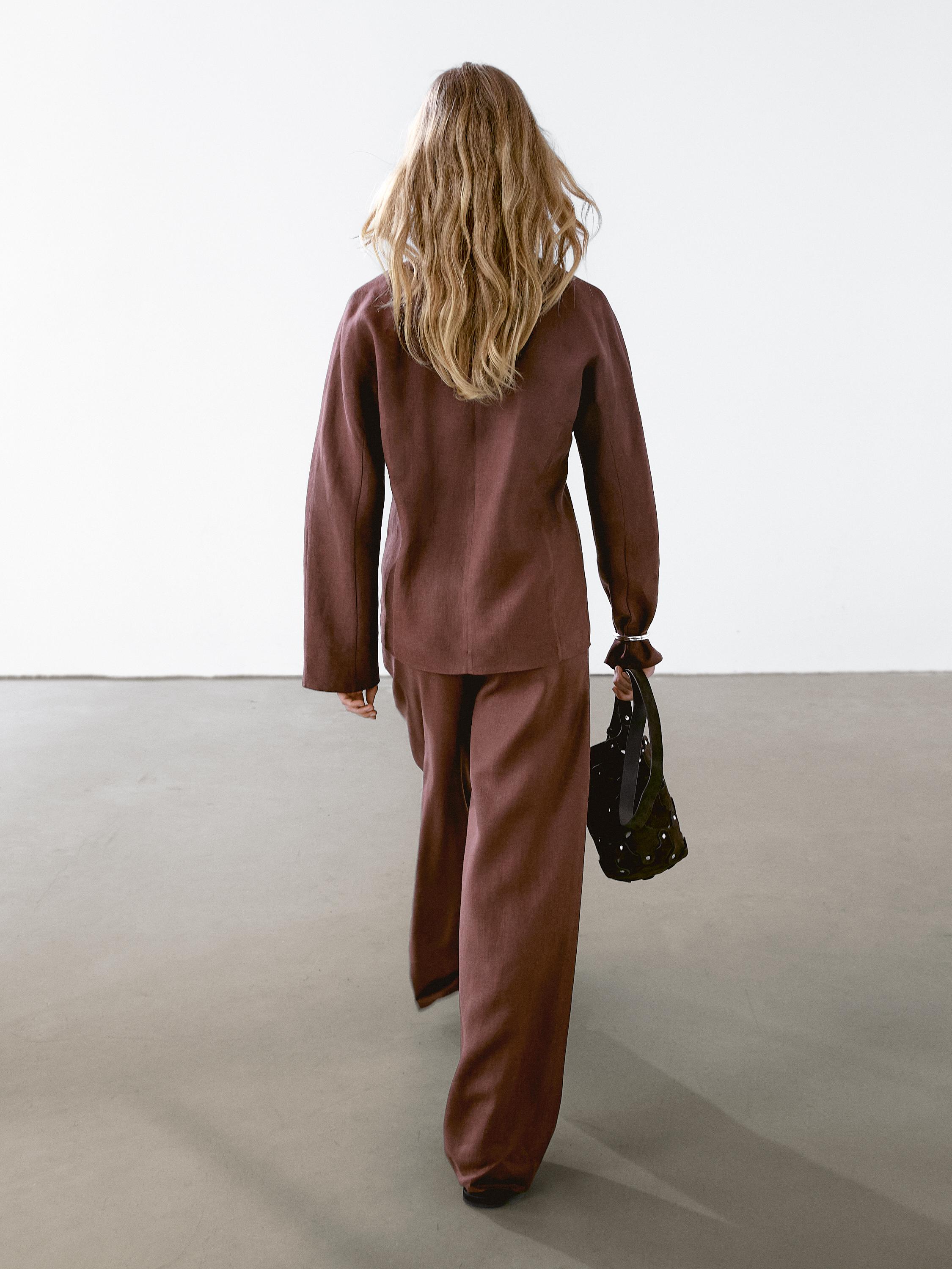 Flowing 100% linen wide-leg trousers