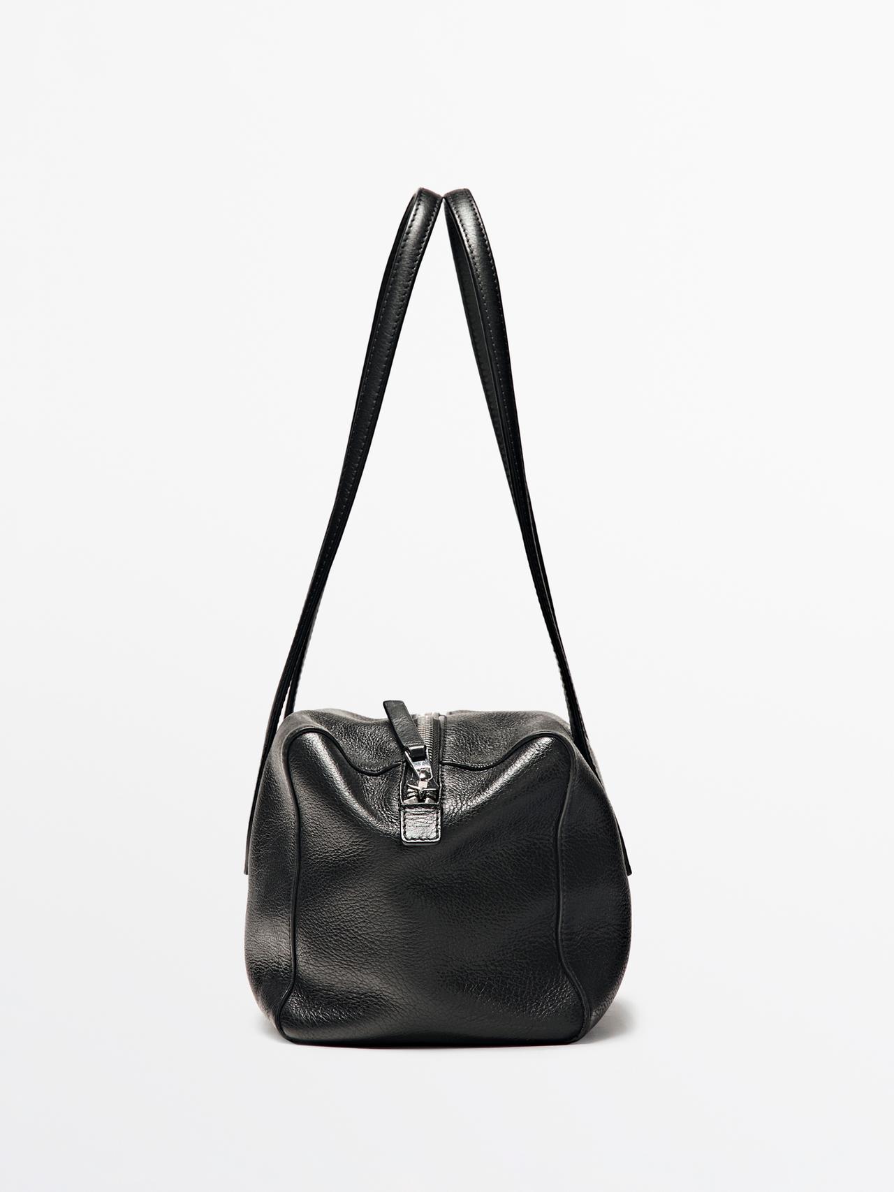 West nappa leather satchel — BLACK
