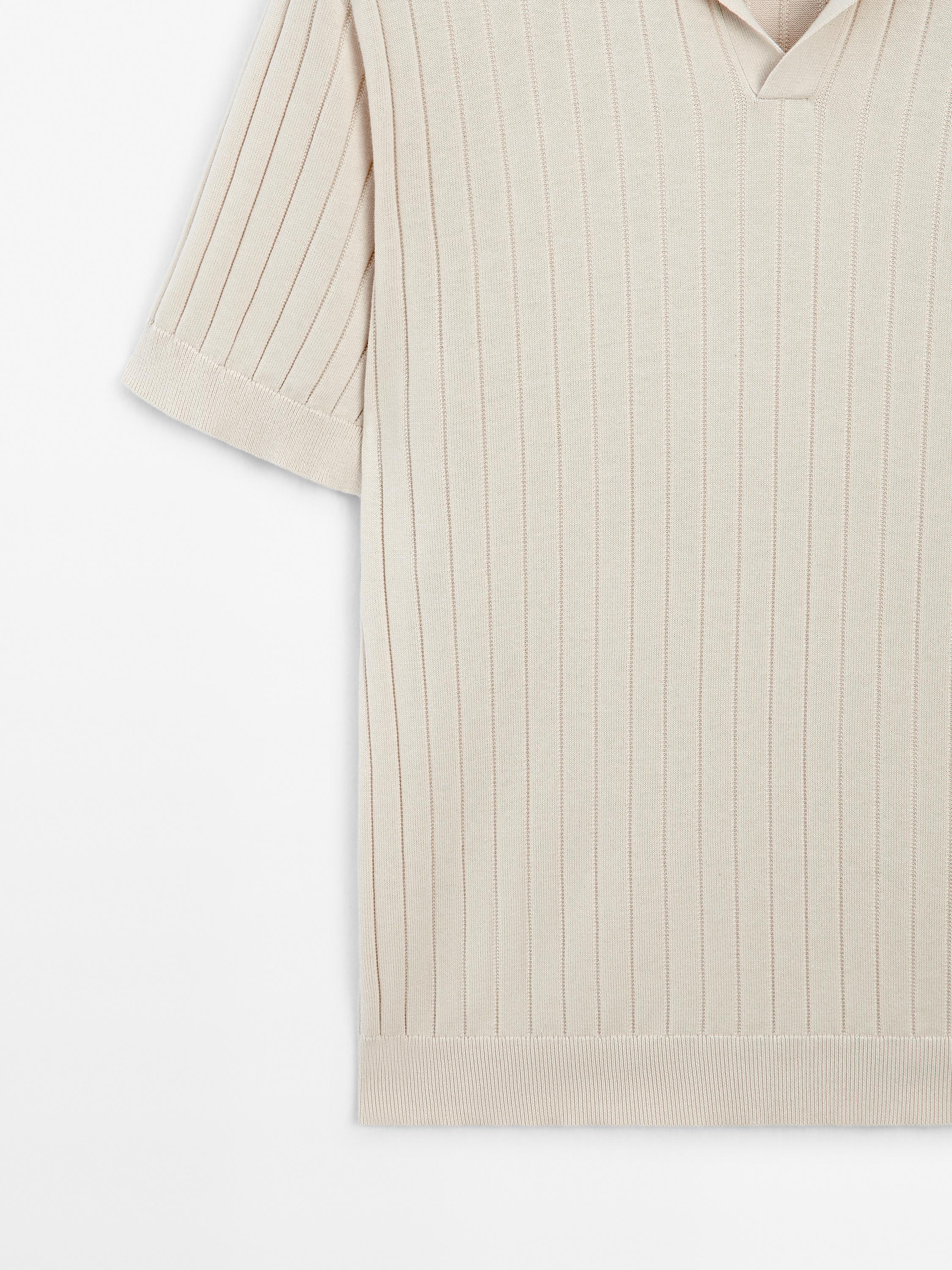 Ribbed knit polo shirt