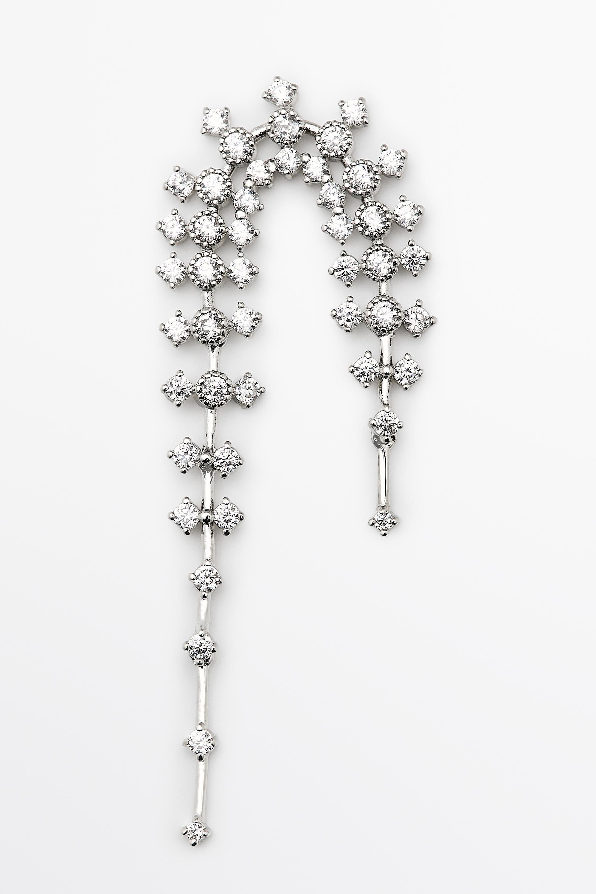 Rhinestone waterfall earrings — SILVER