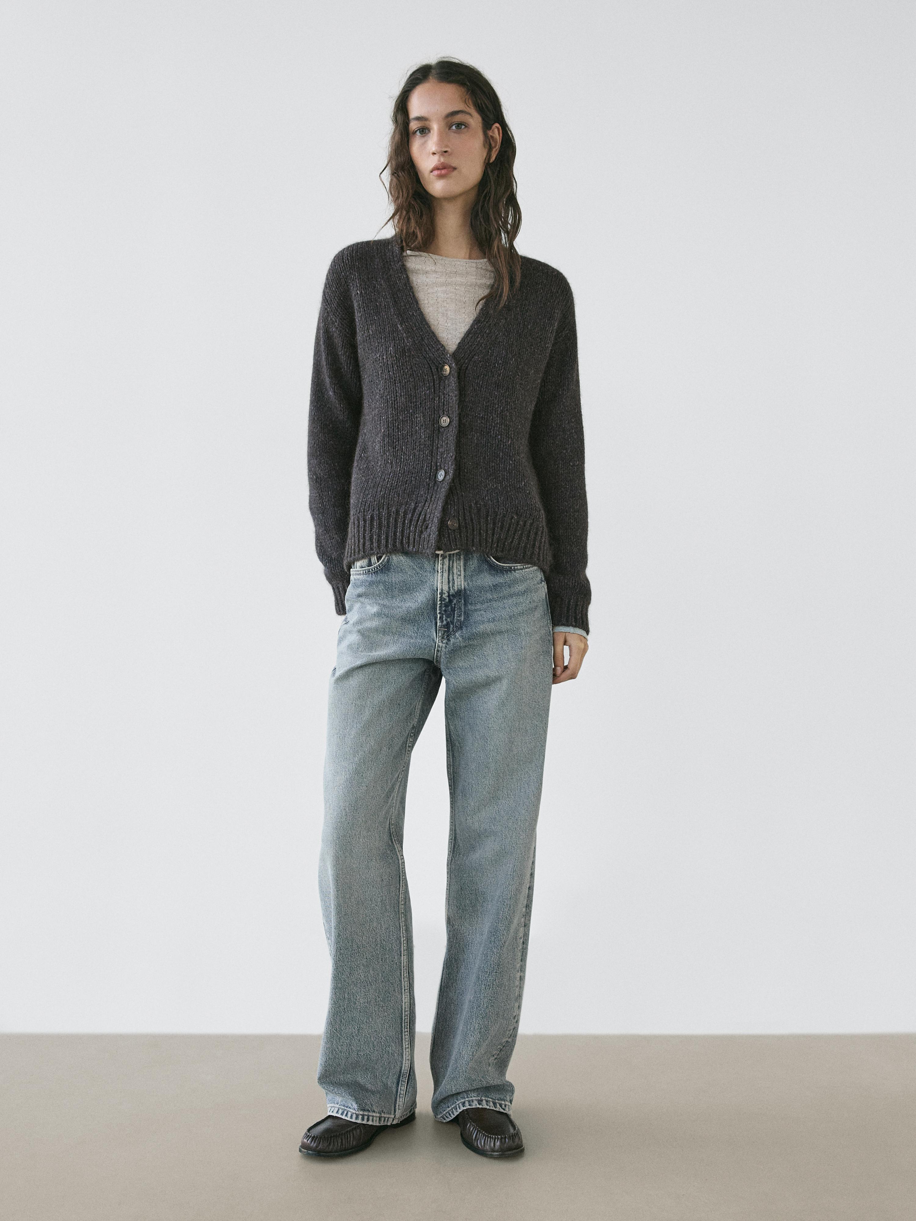 Cardigan laine à col en V