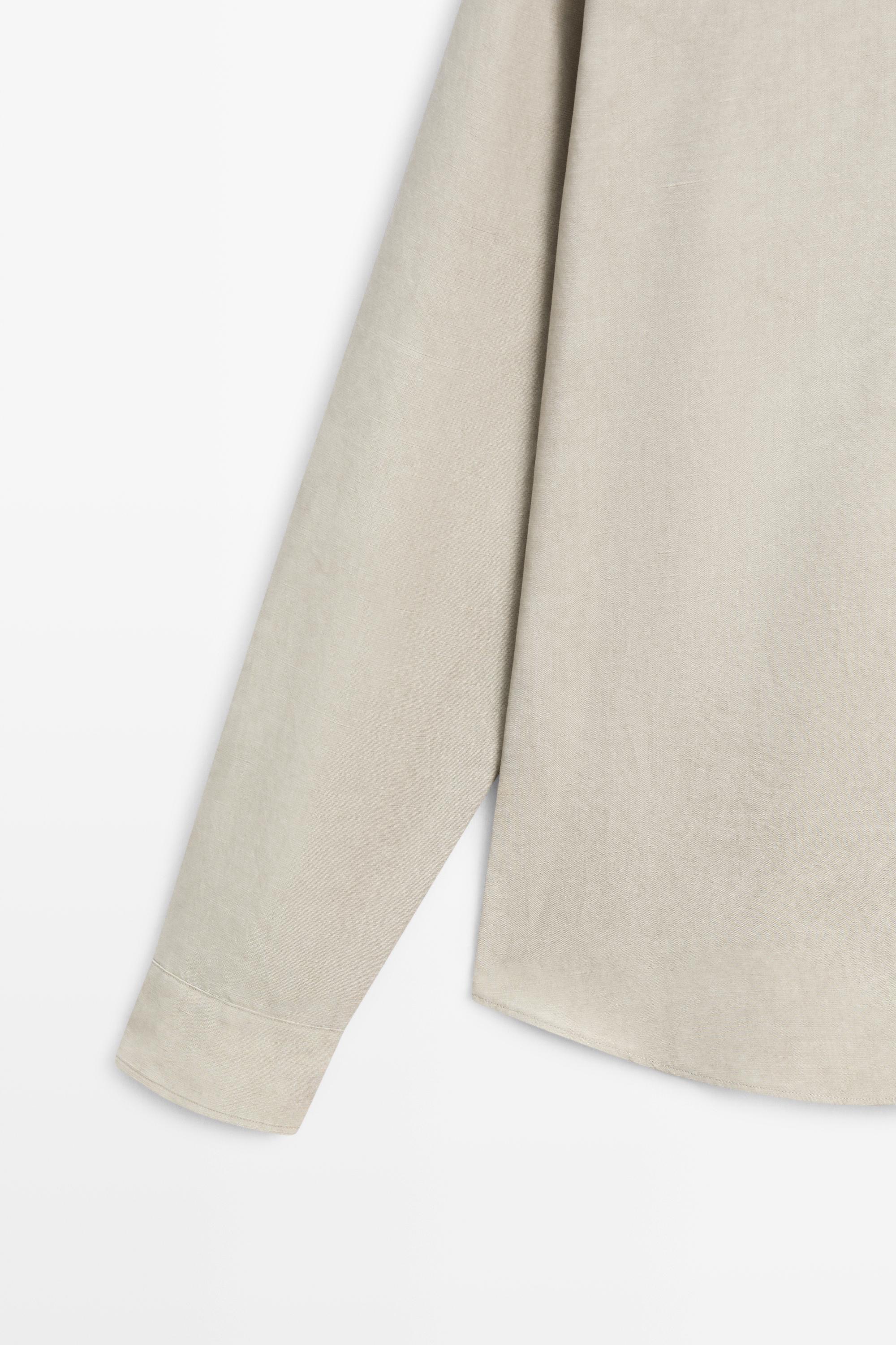 Flowing regular fit lyocell-linen shirt — GREEN