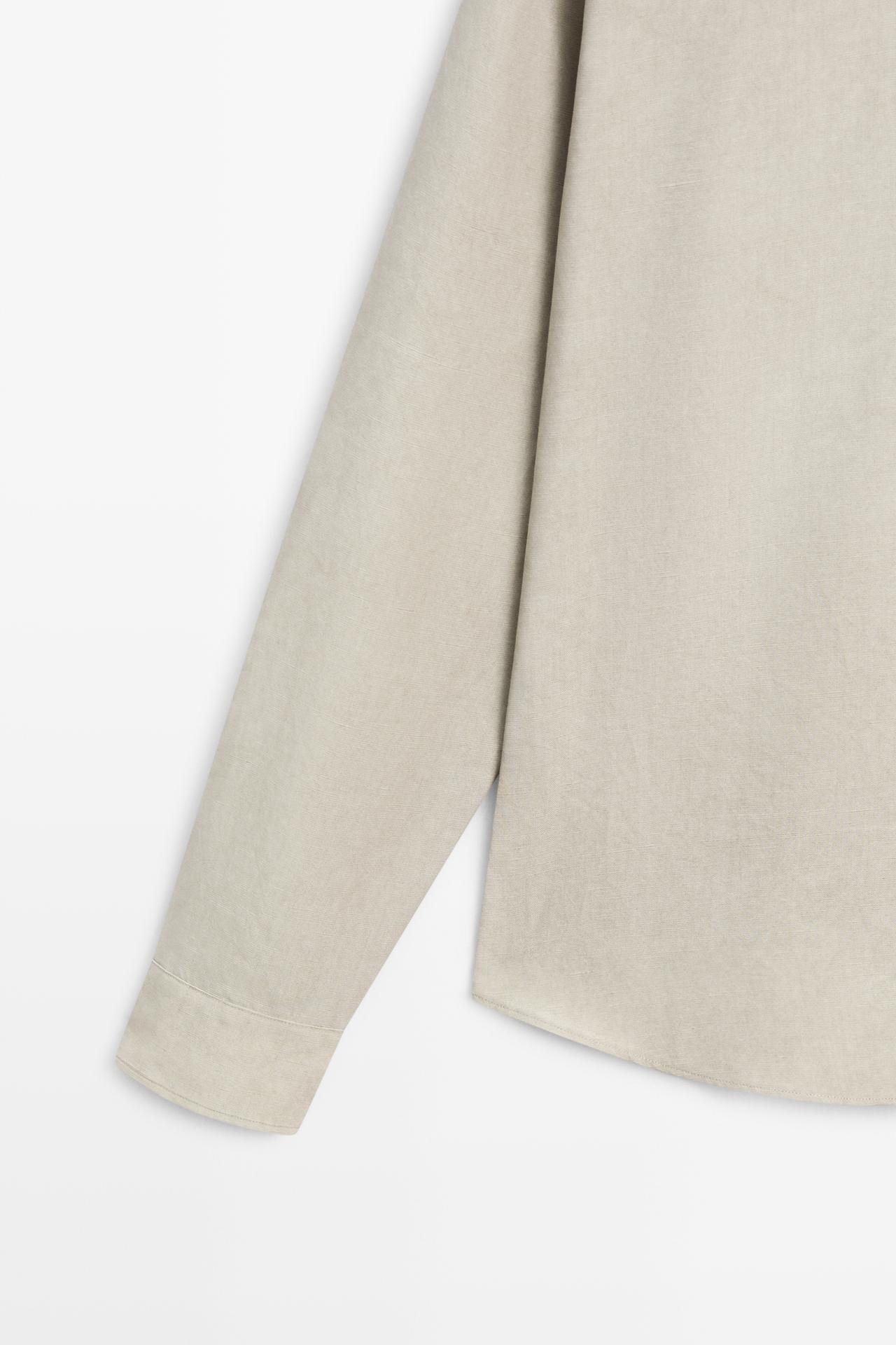 Flowing regular fit lyocell-linen shirt — GREEN