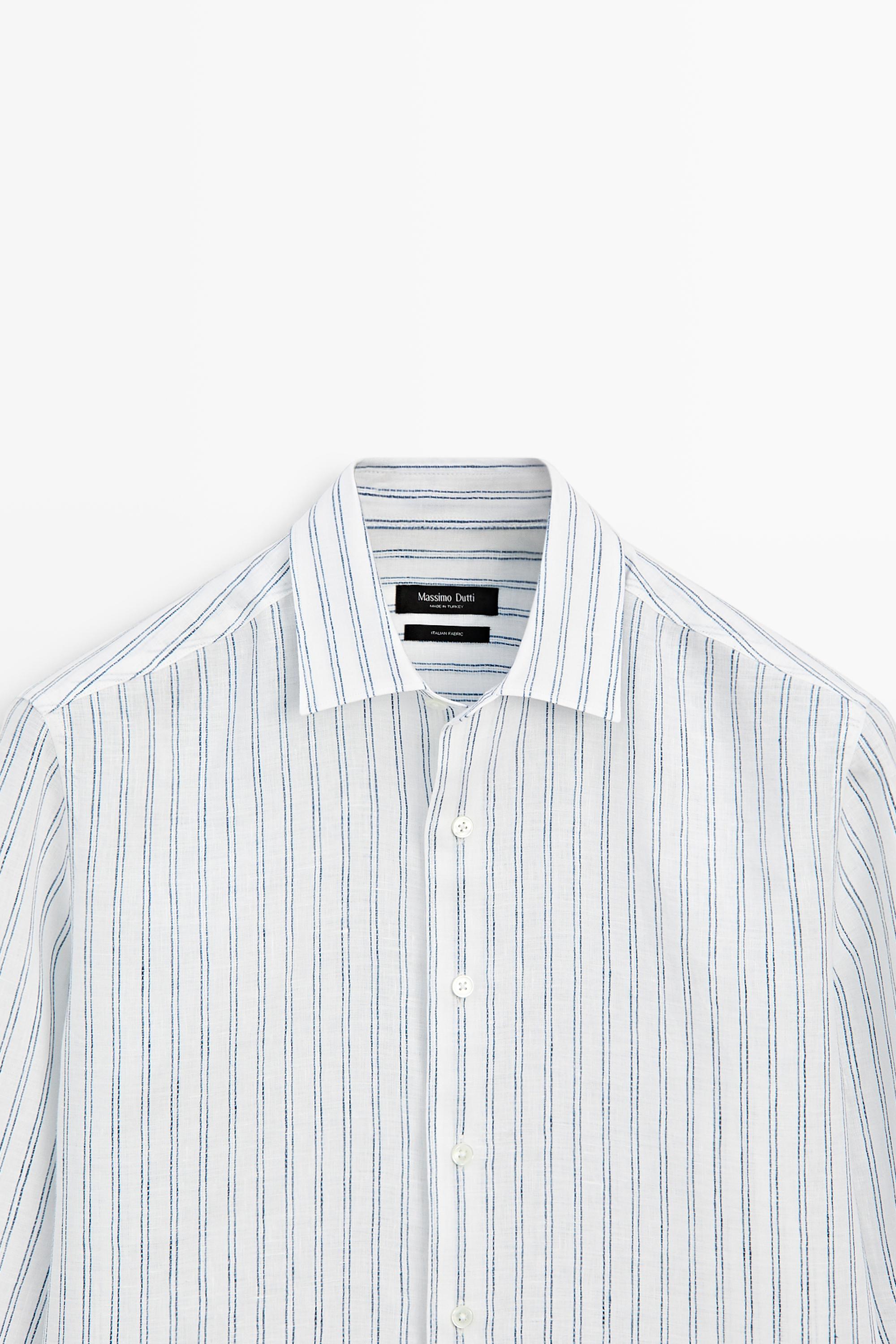 100% linen regular fit shirt — TURQUOISE