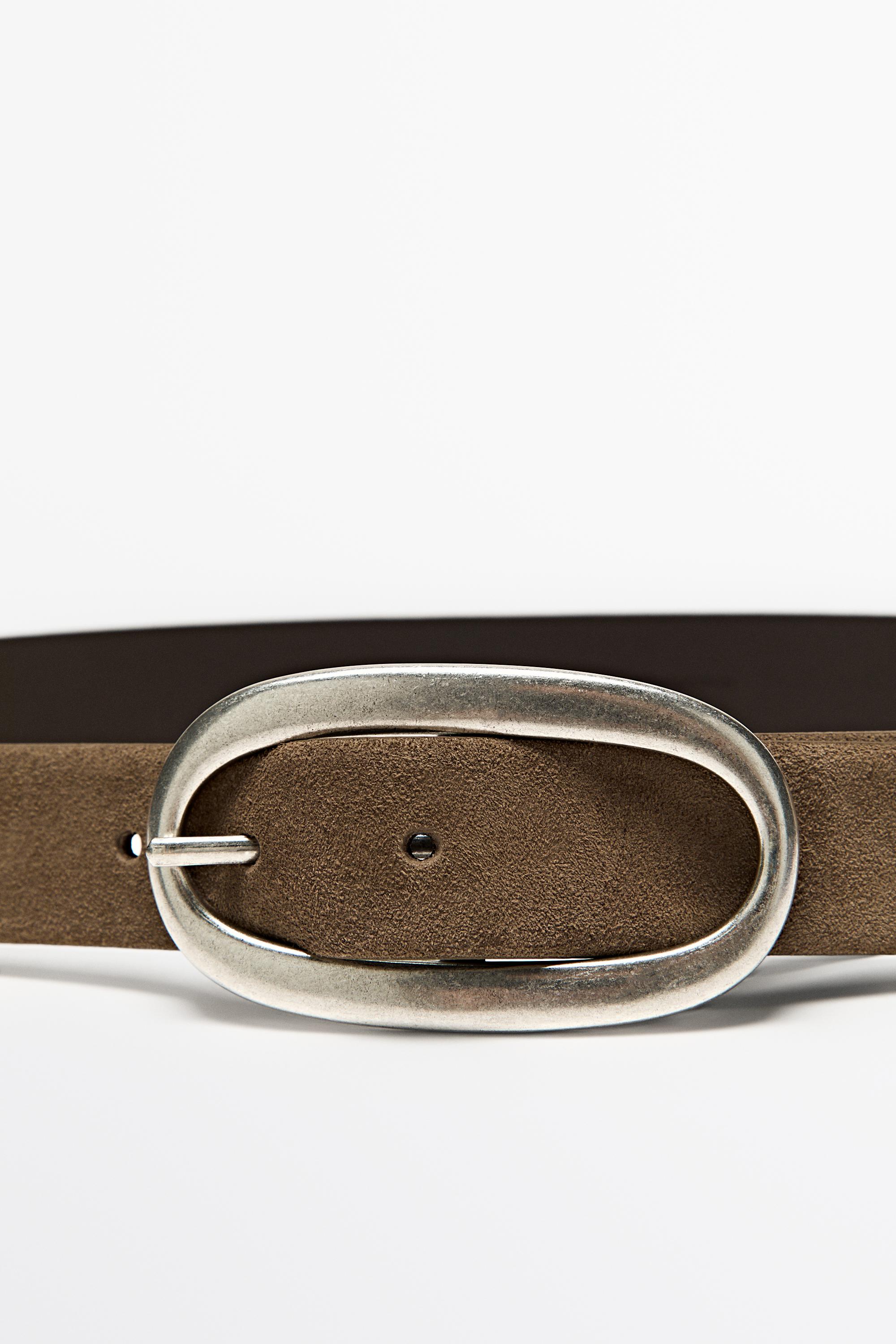 Split suede leather belt — MOLE BROWN