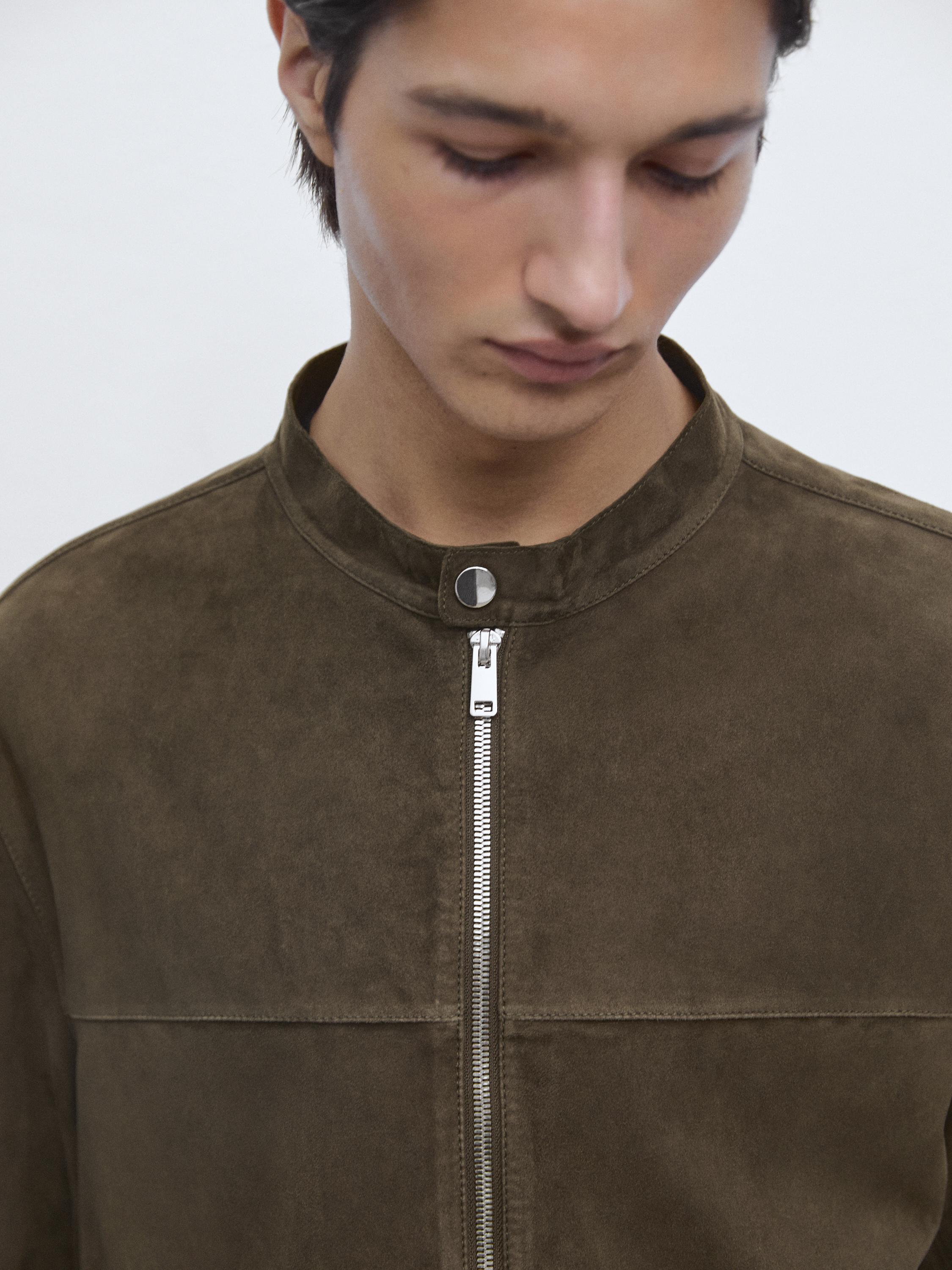 Suede leather jacket — KHAKI