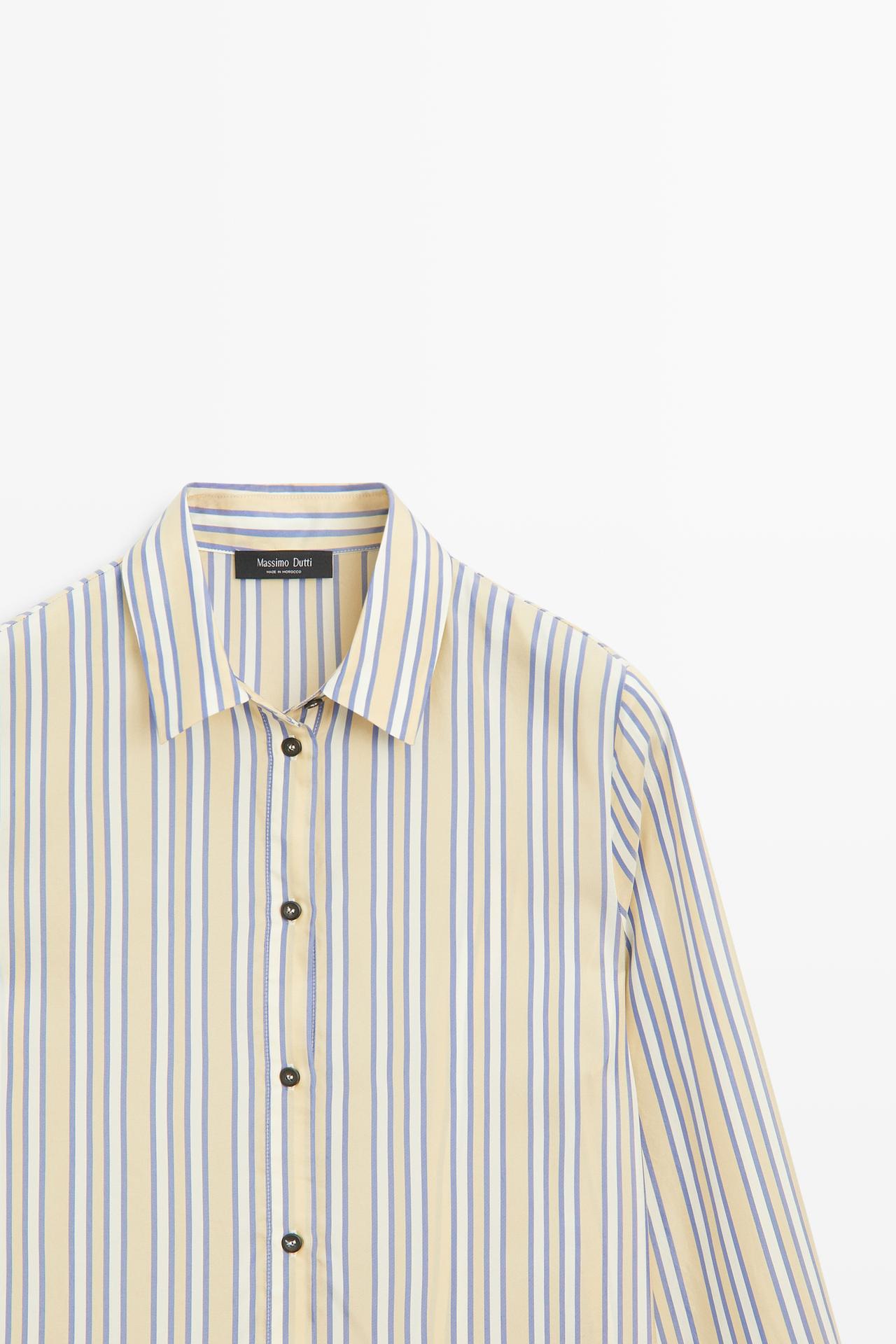 Flowy striped-detail shirt — Yellow