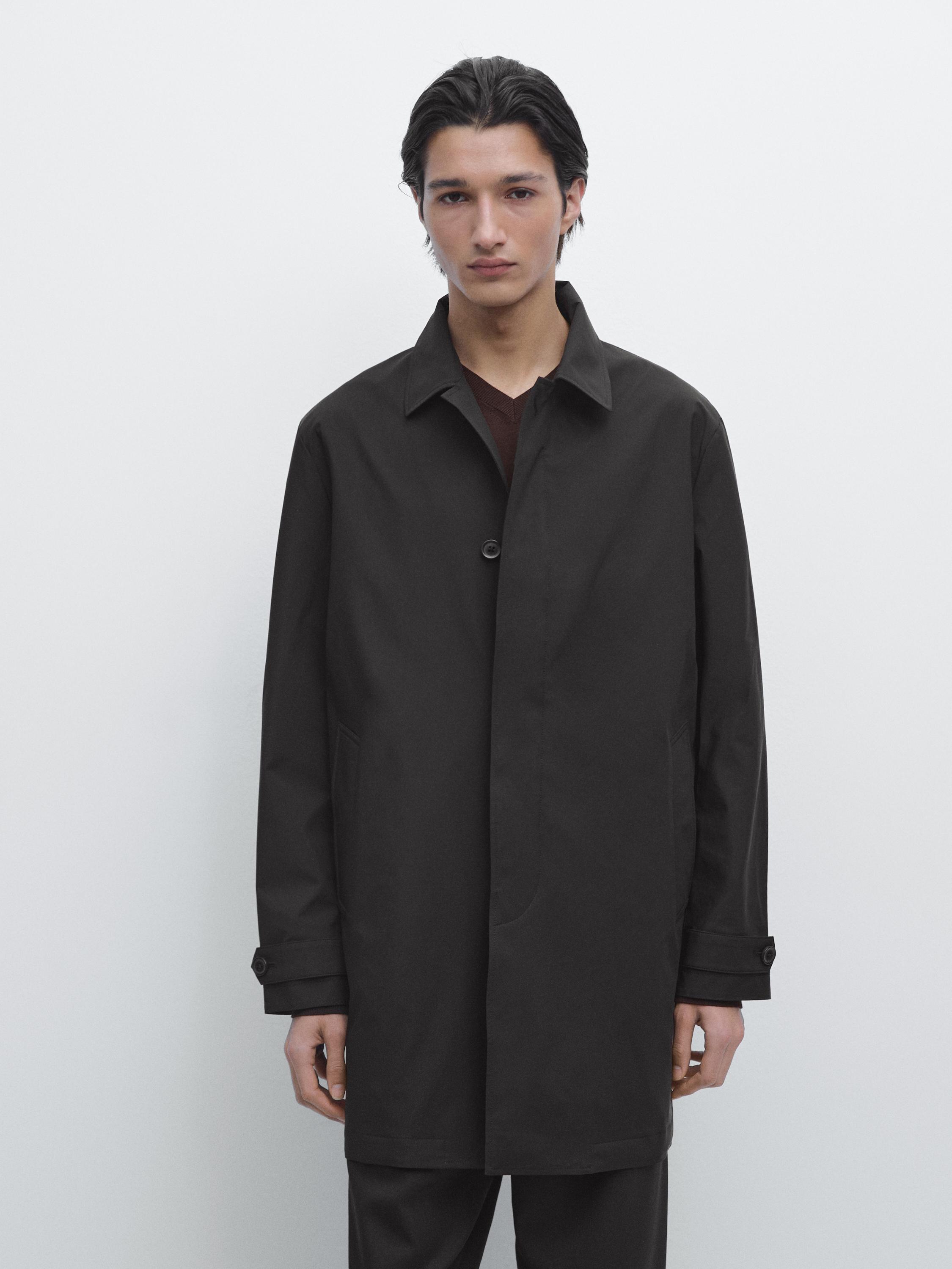 Lightweight technical fabric parka — BLACK