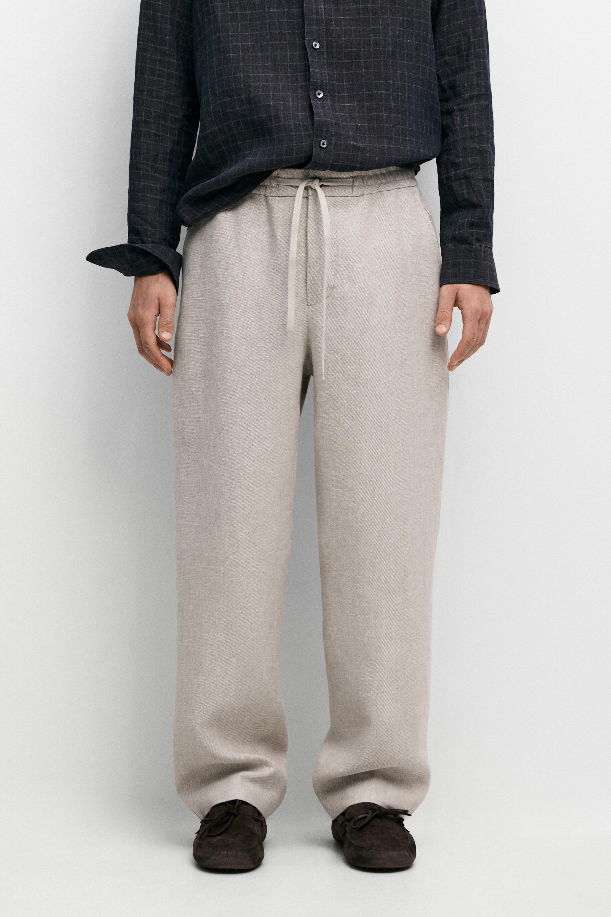 100% linen textured co-ord pants — CREAM