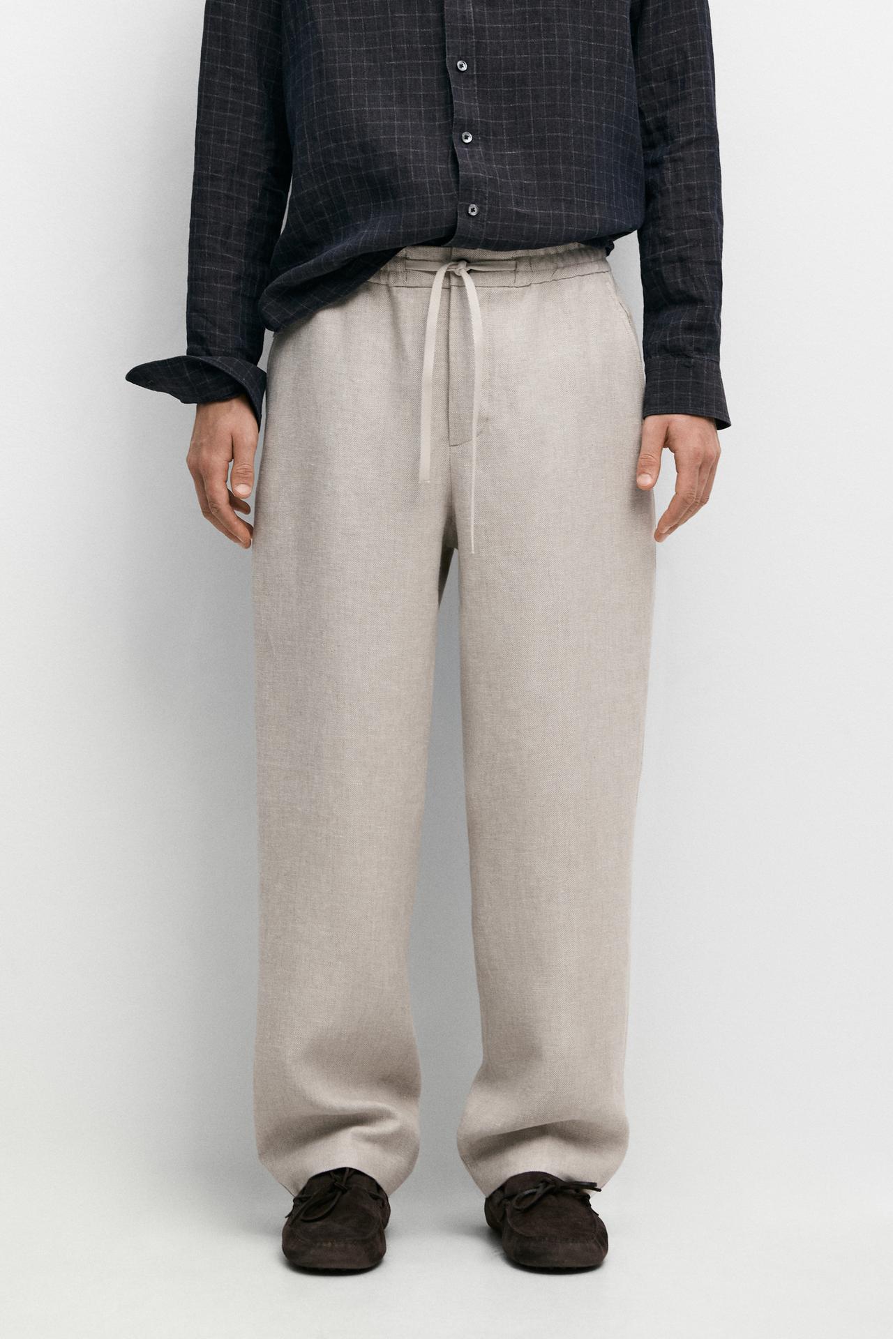 100% linen textured co-ord pants — CREAM