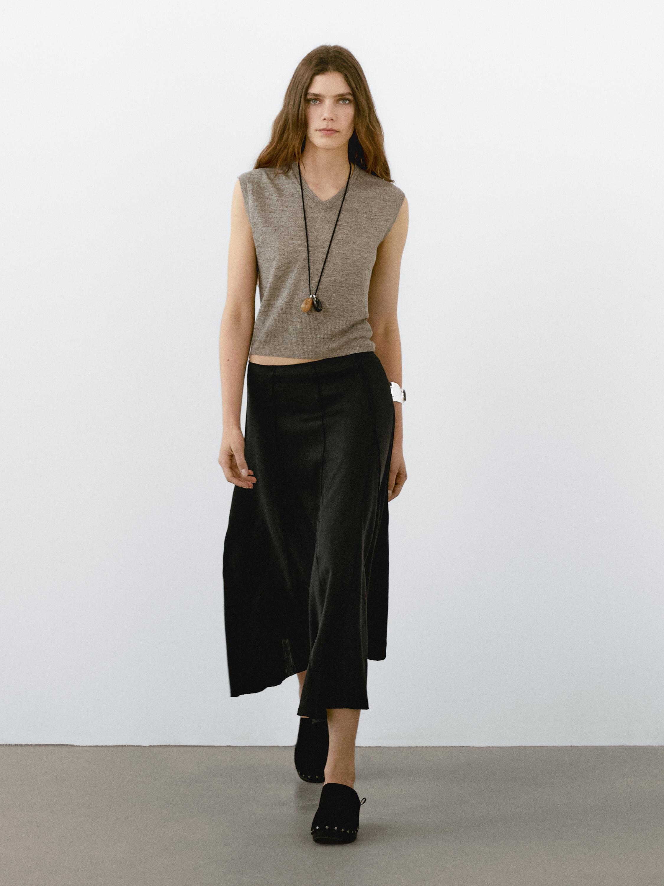 100% linen melange knit vest