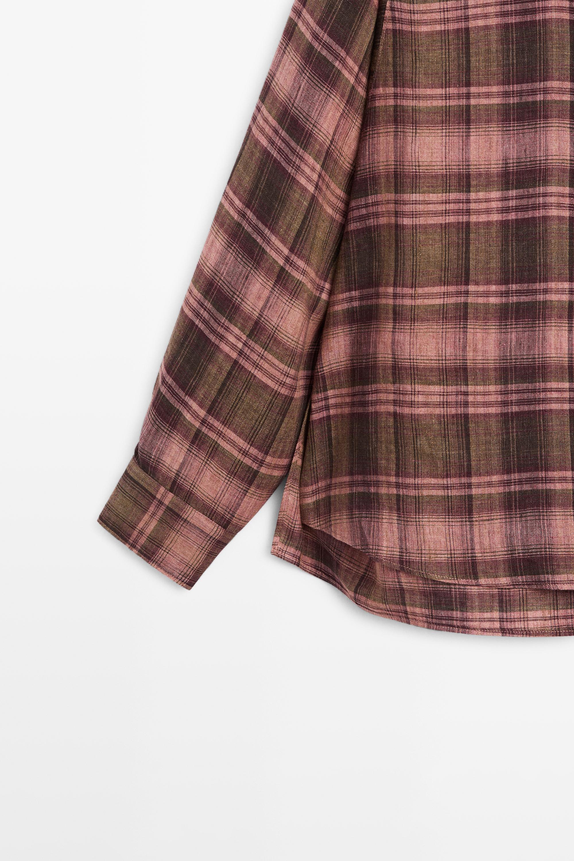 Flowing 100% linen check shirt — 0-978
