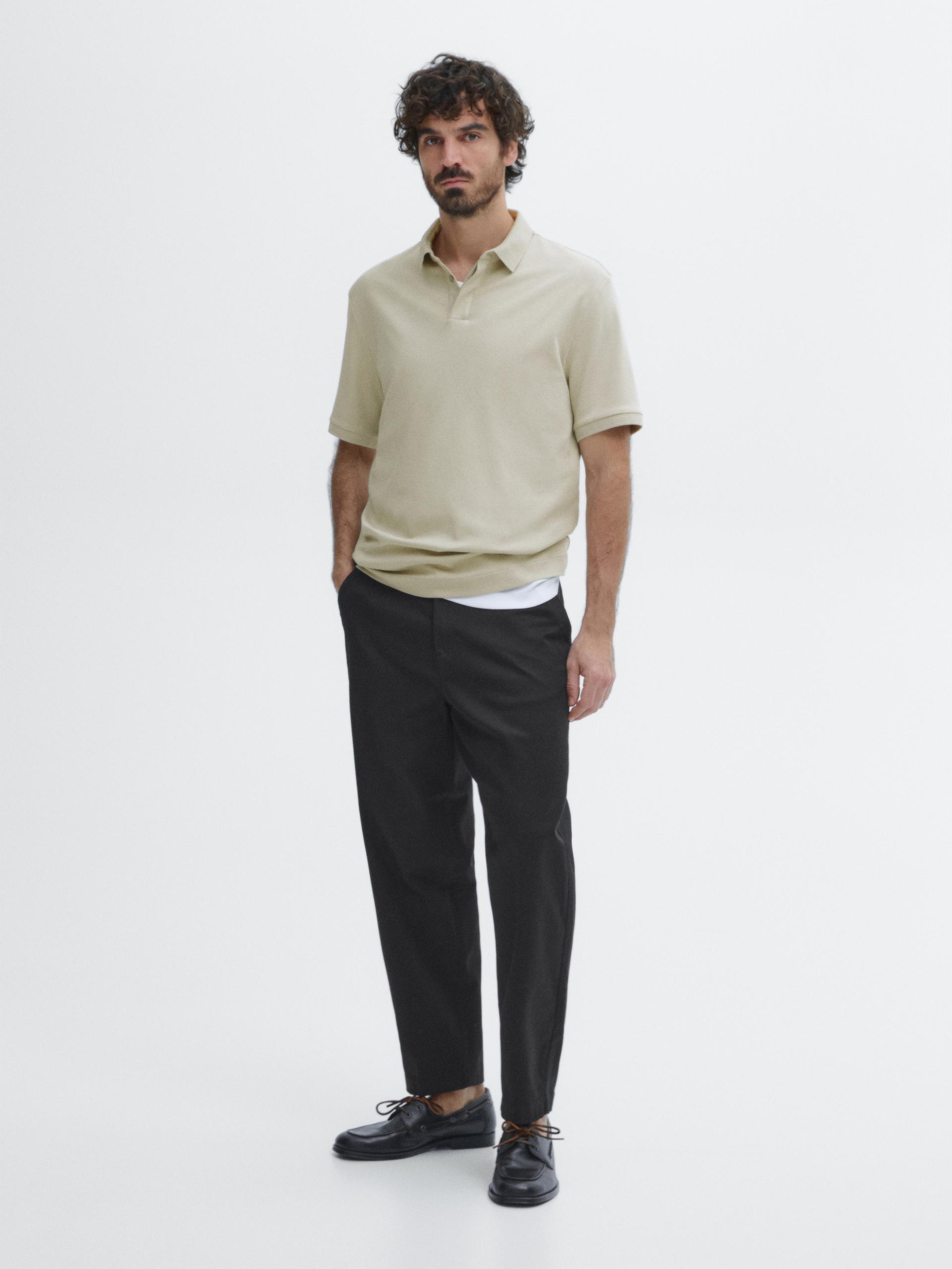 Polo A Maniche Corte In Misto Cotone - Sabbia - Xl - Massimo Dutti - Maschile