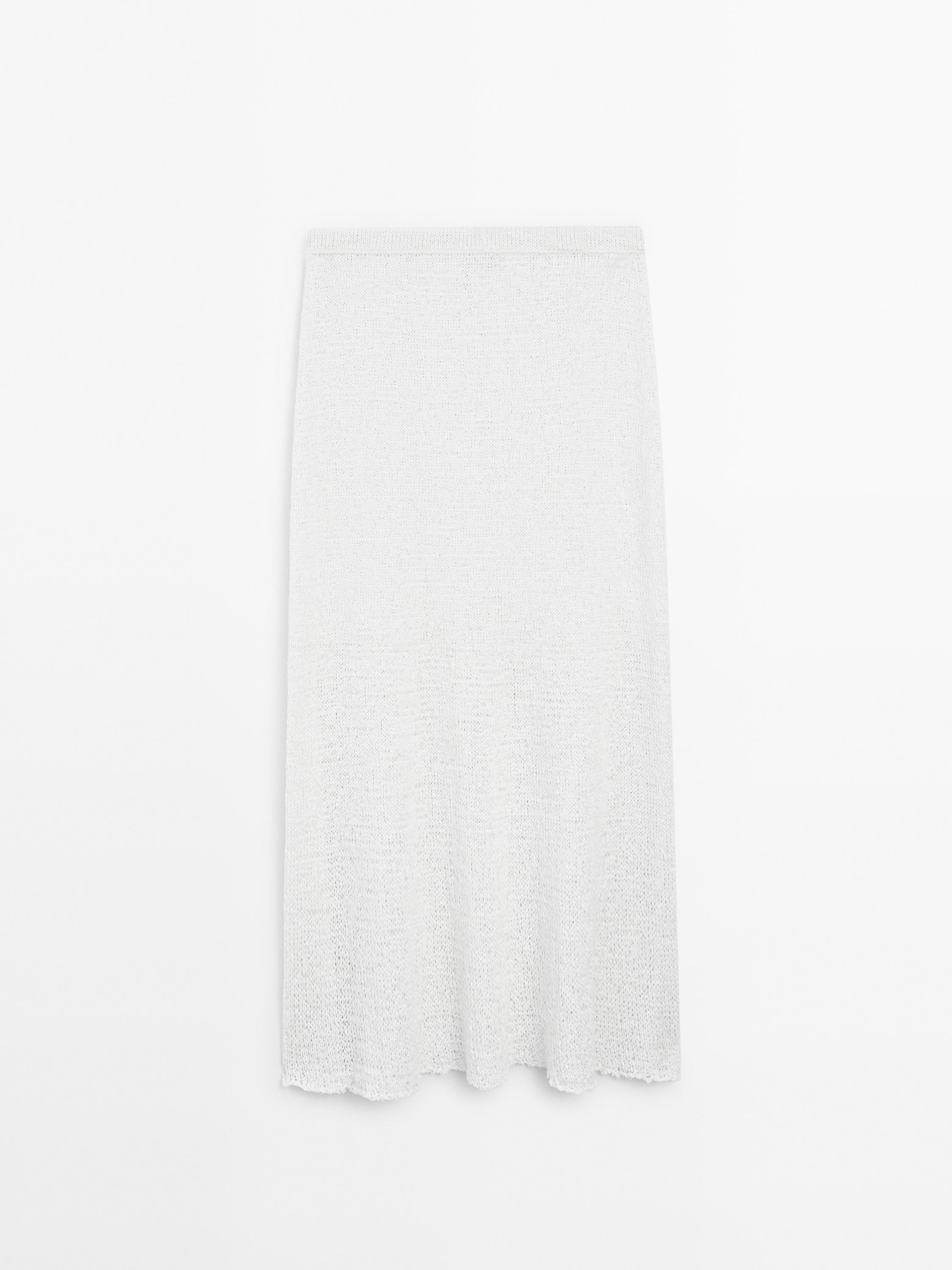 Cotton blend midi skirt