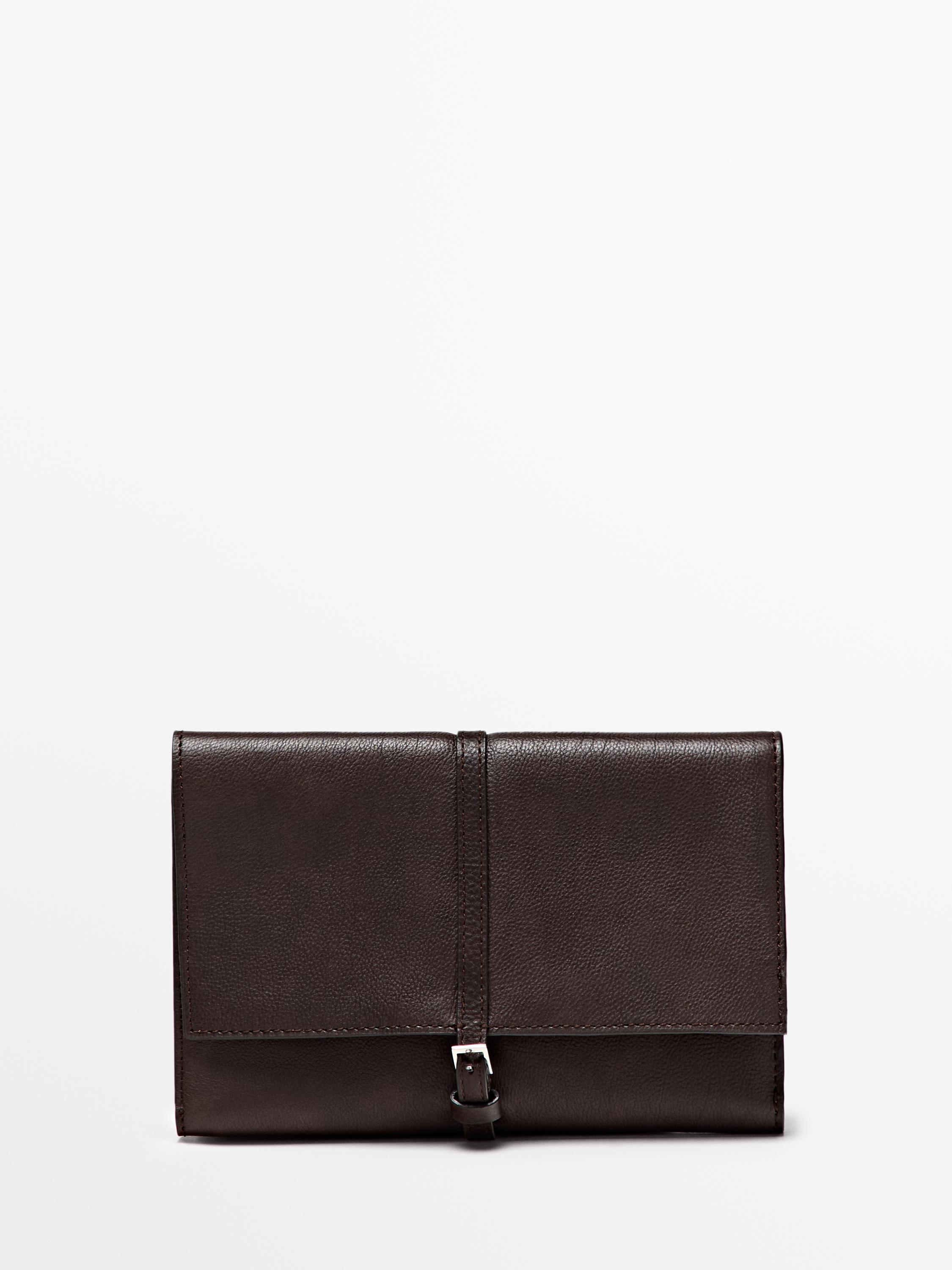 Nappa leather tech accessory case — BROWN