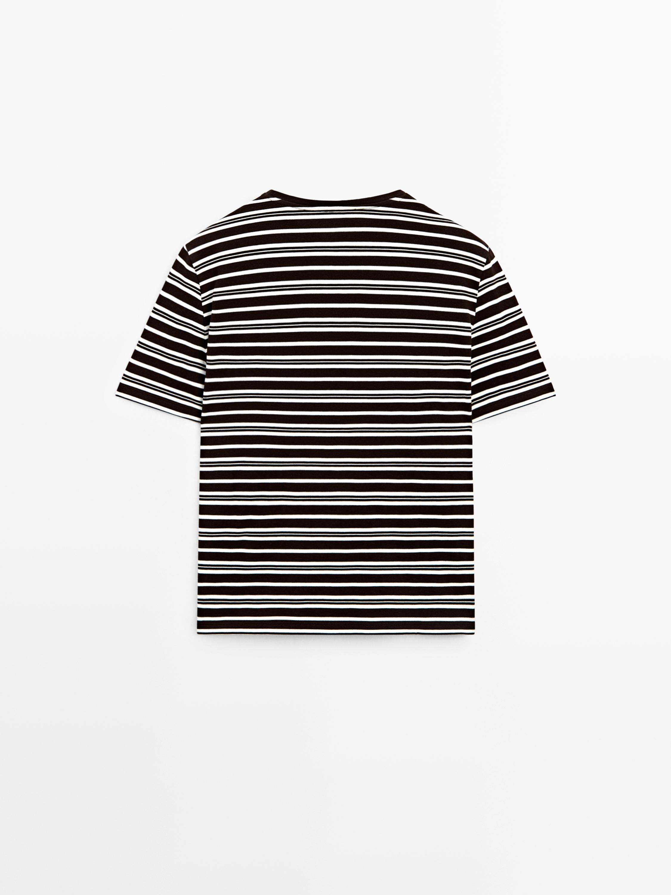 Striped short sleeve T-shirt — BROWN
