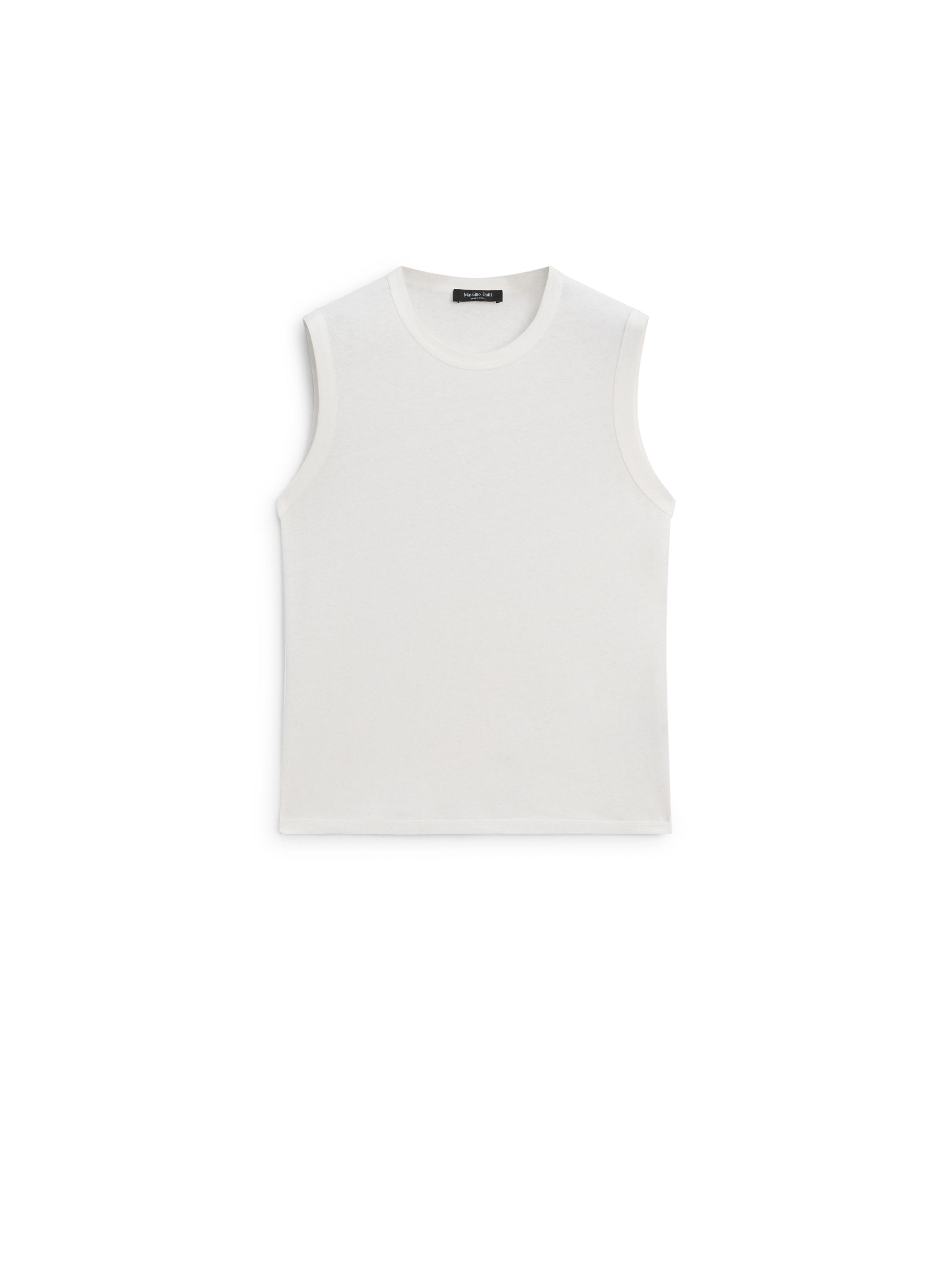 Sleeveless linen blend T-shirt — Off white