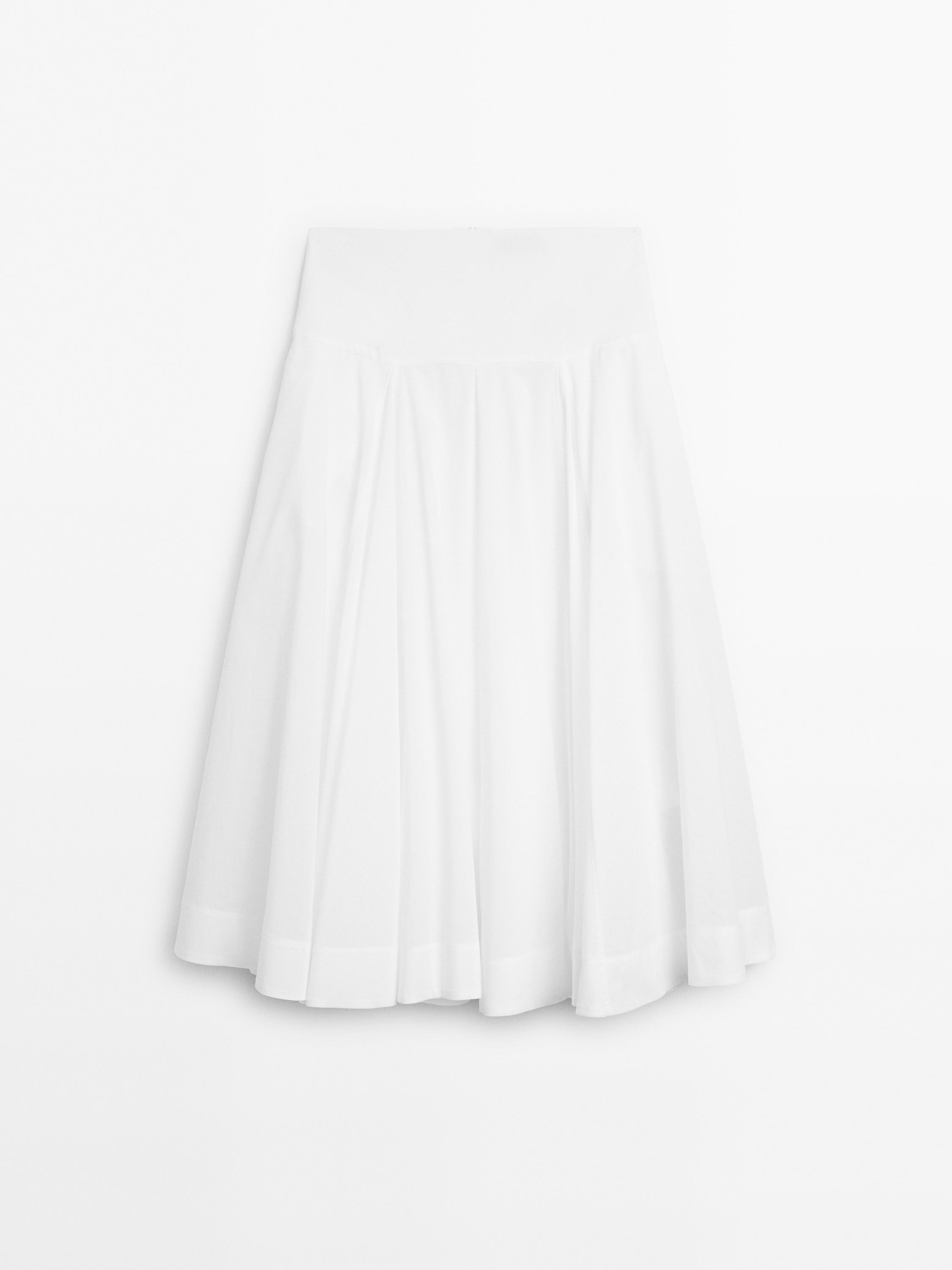100% cotton midi skirt with yoke detail