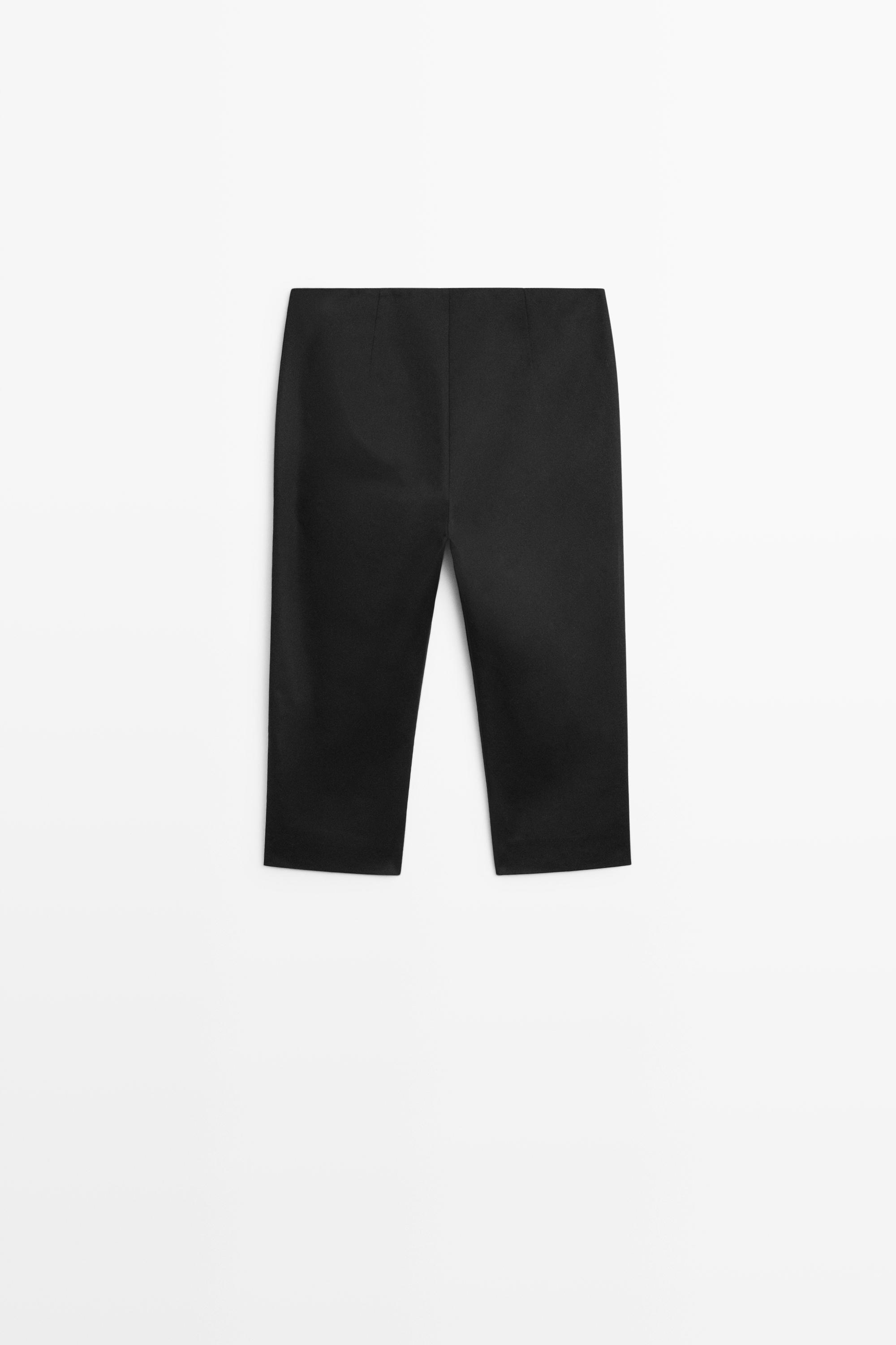 Cotton blend capris — BLACK