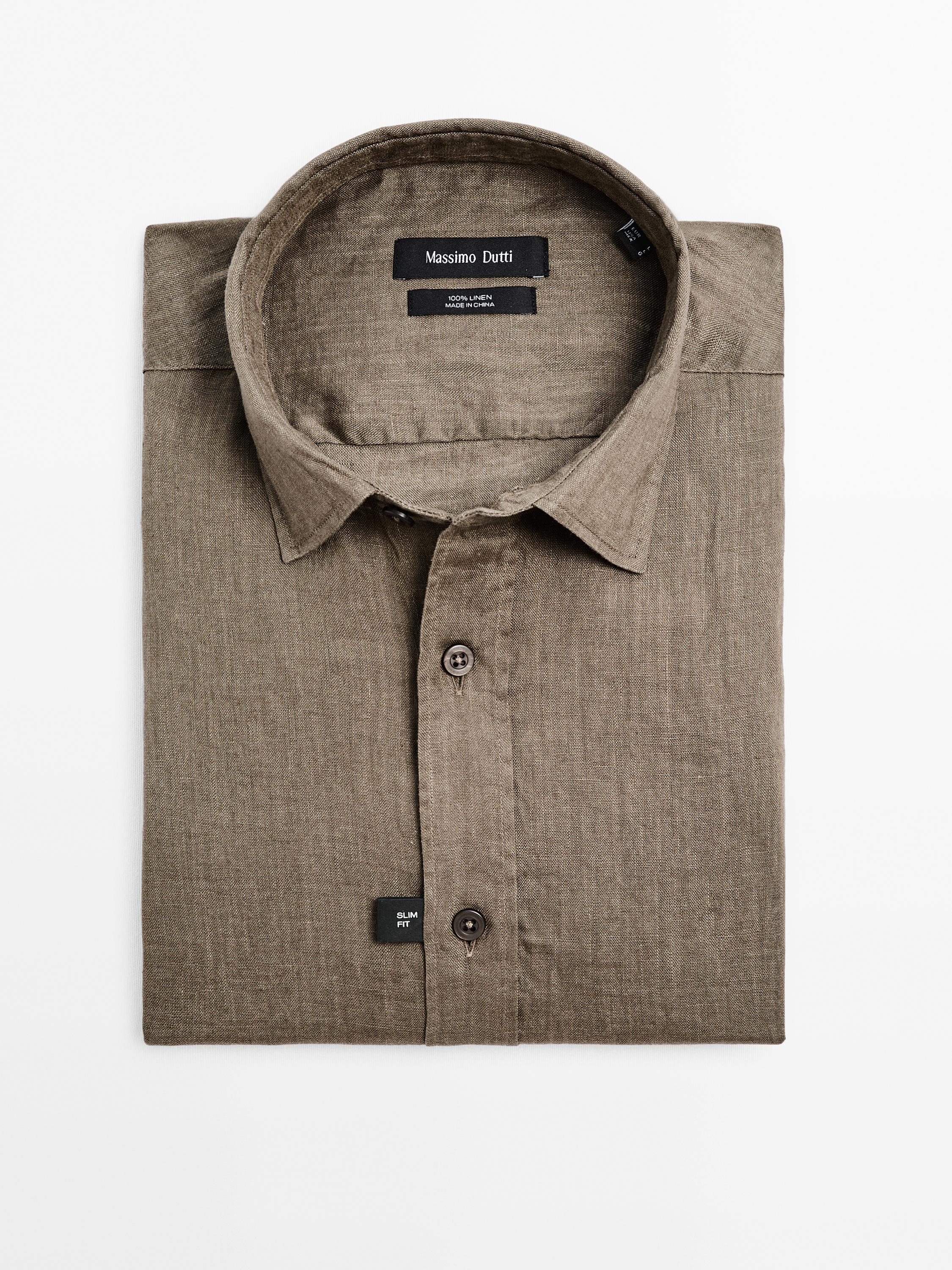 Camisa slim fit 100% lino