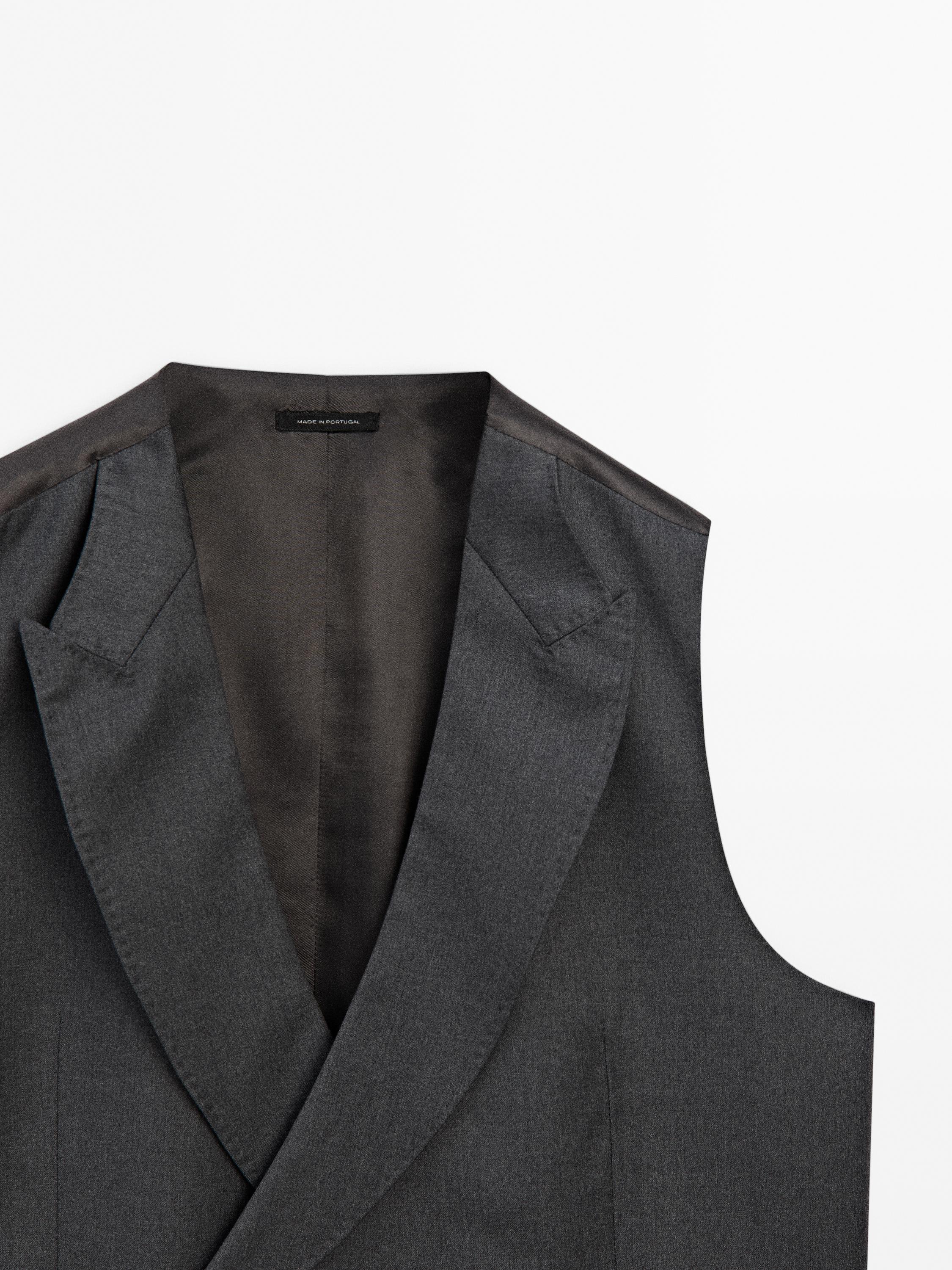 Plain 100% wool suit waistcoat