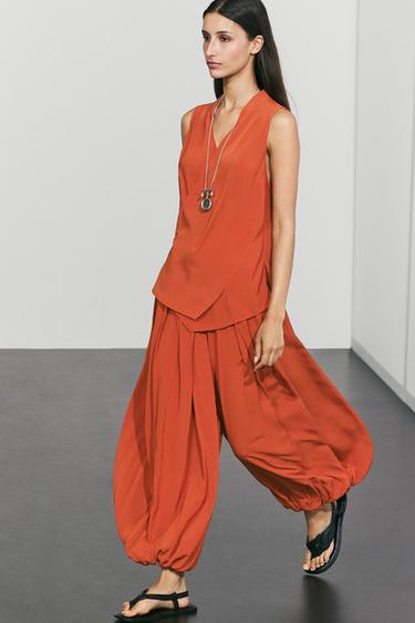 Flowing cross-over co-ord top — TERRA-COTTA 5