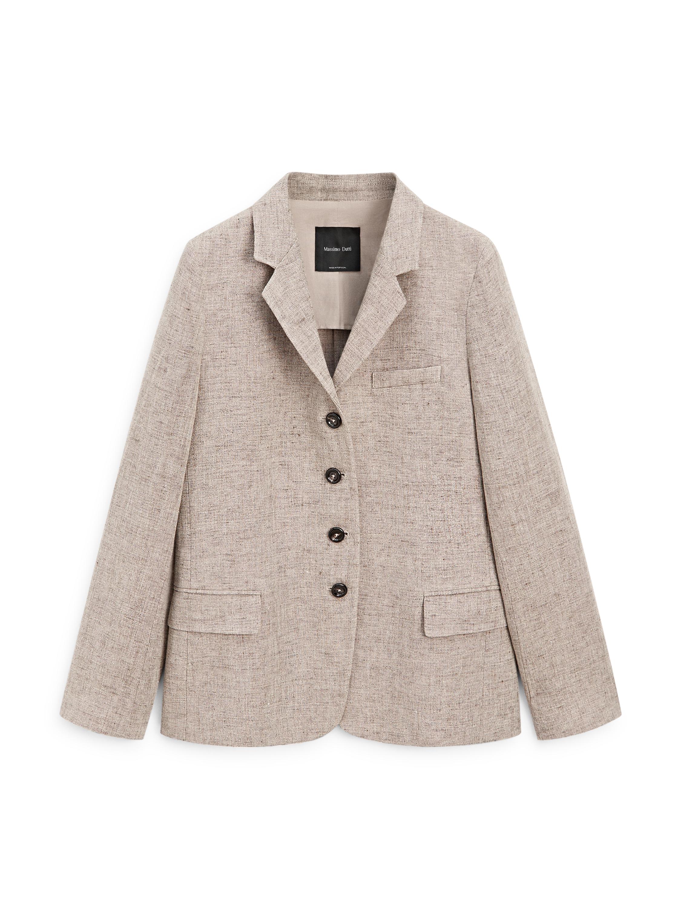100% linen melange blazer — BEIGE