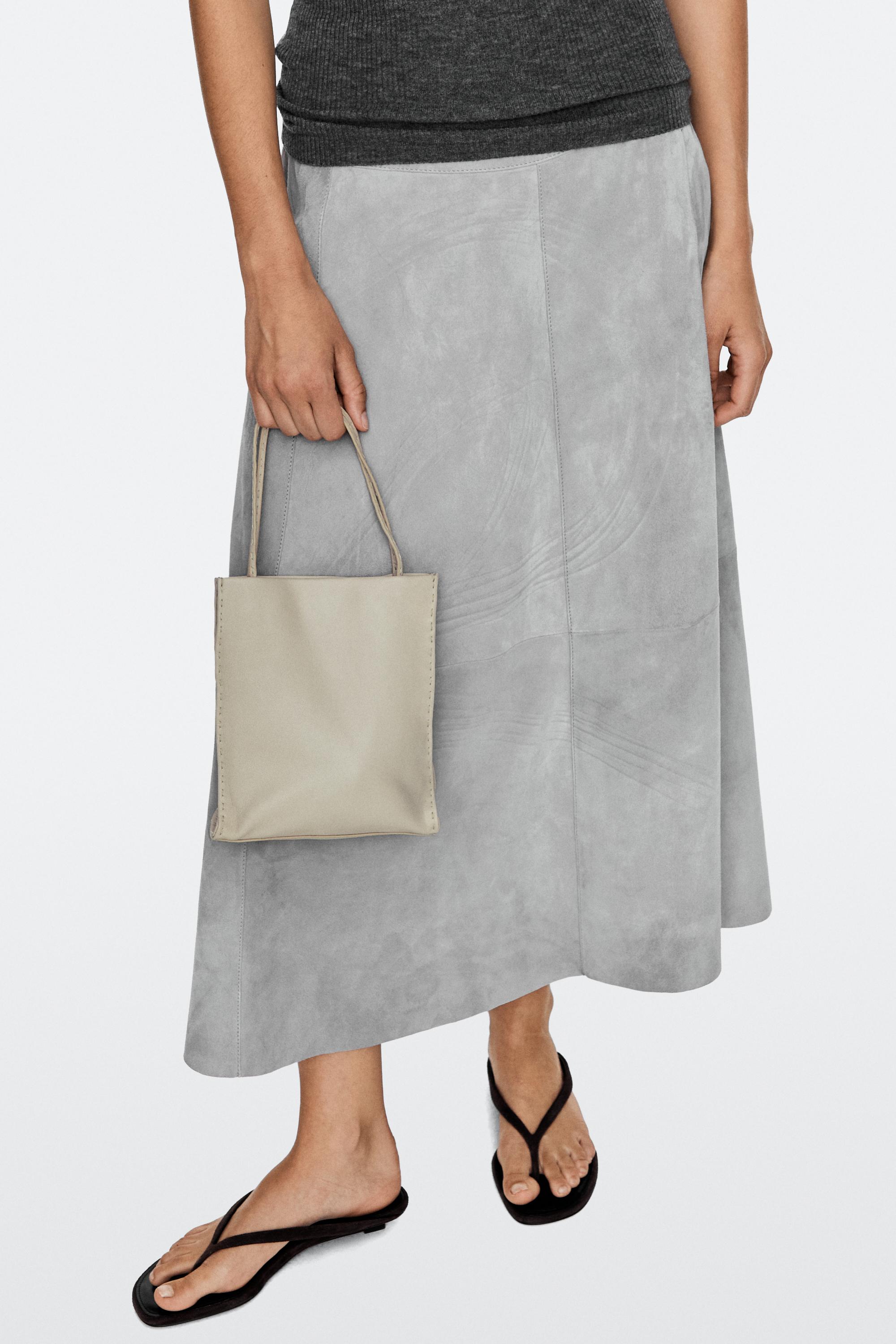 Nappa leather double compartment bag — Off white