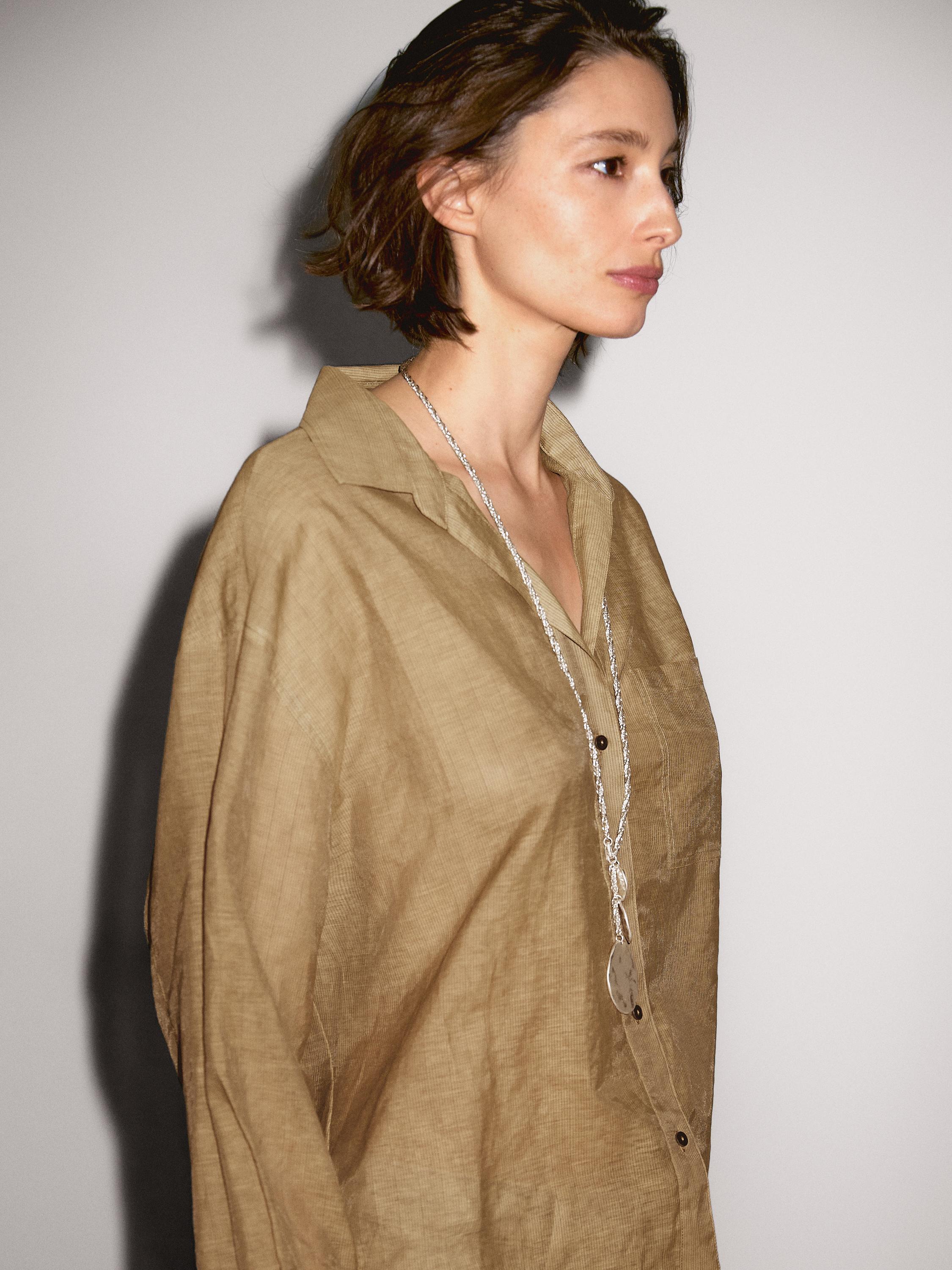 قميص مخطط من القطن المخلوط