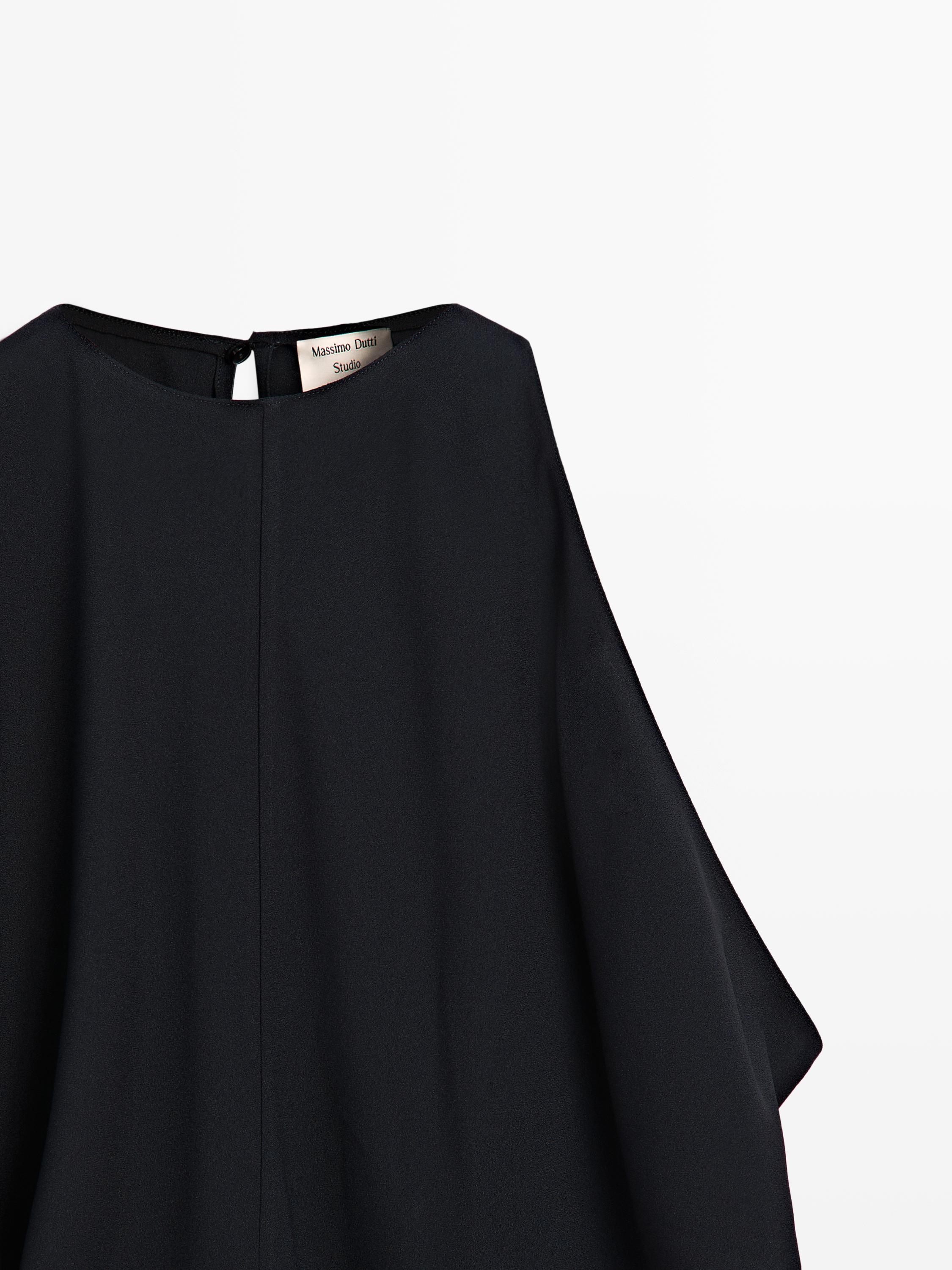 Top with draped detail and low-cut back - STUDIO — NAVY BLUE