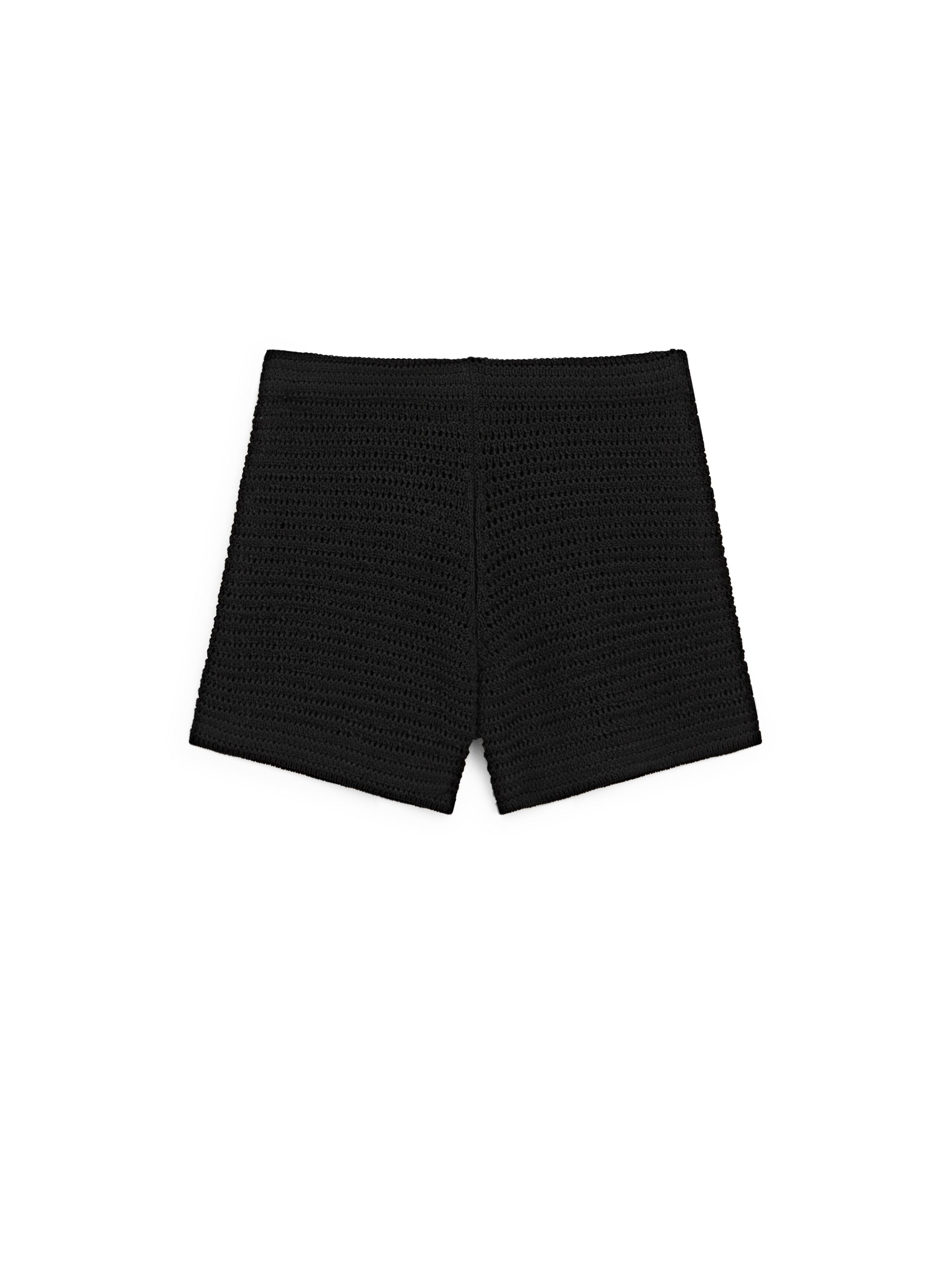 Short cotton blend knit Bermuda shorts — BLACK