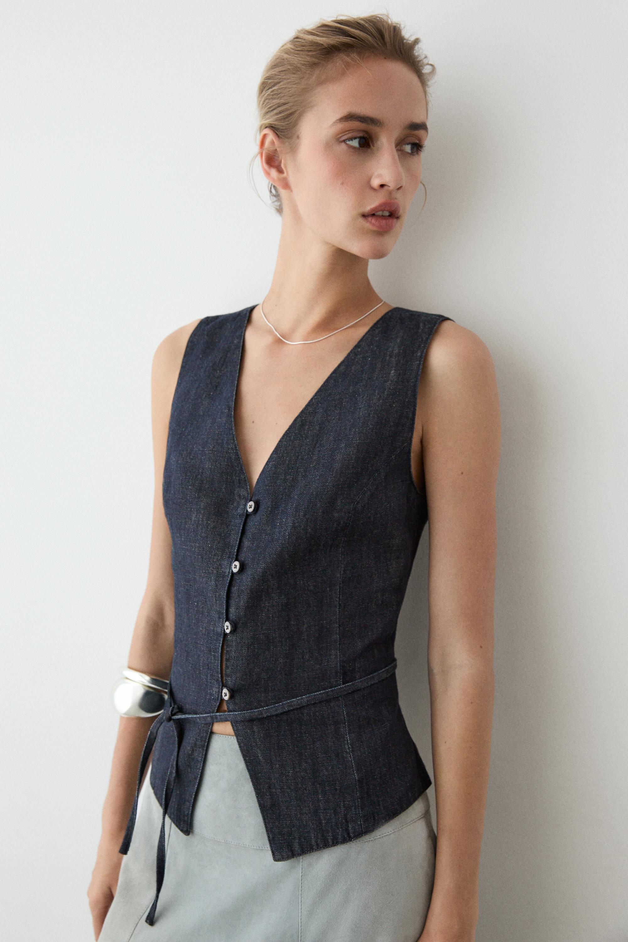 Total look denim vest — DARK BLUE