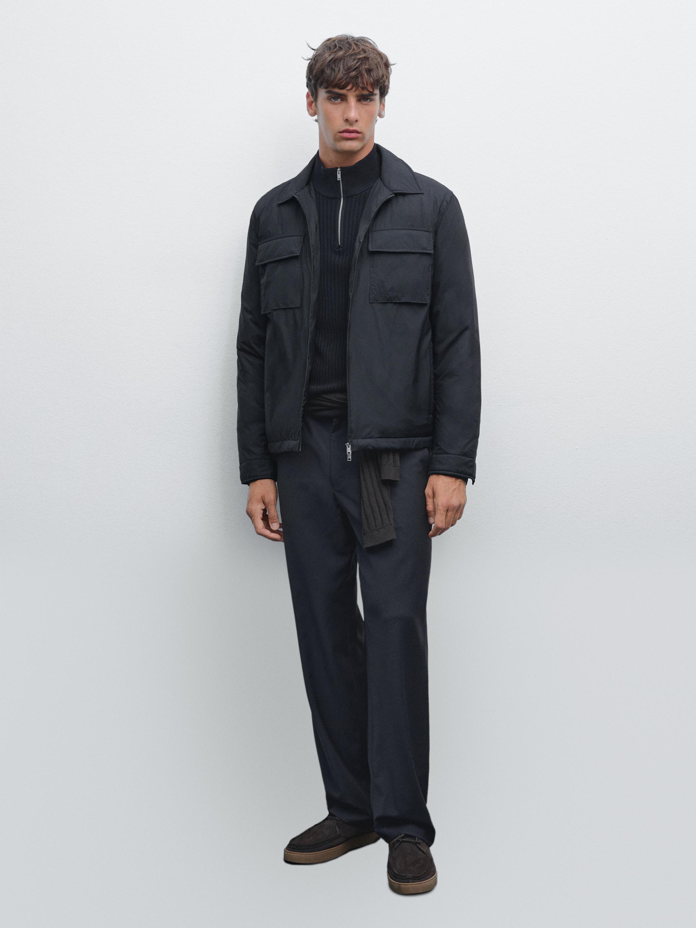 Water-repellent ultra lightweight down blend jacket